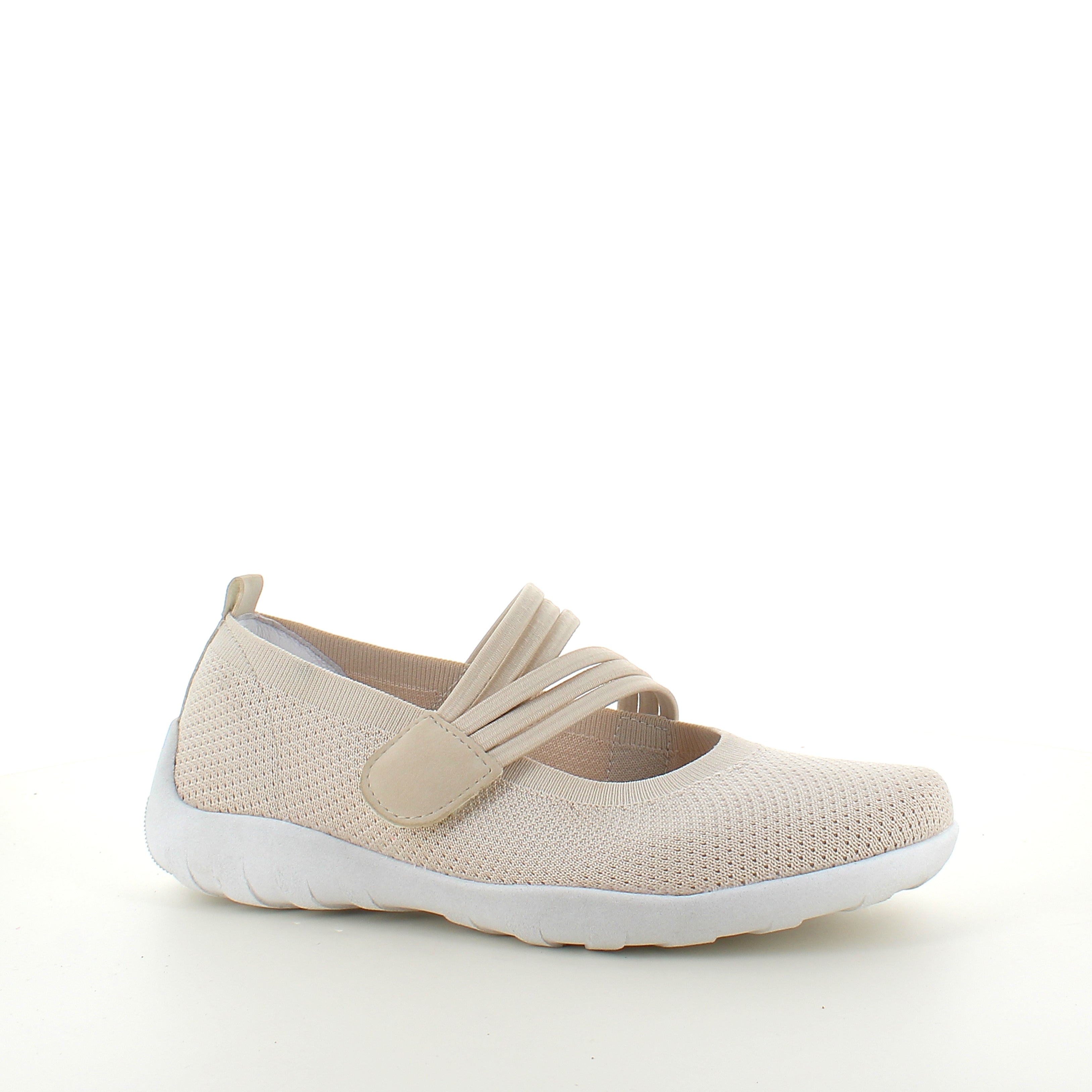 Beige Remonte ballerina med velcrorem – lätt och stötdämpande upp till storlek 45
