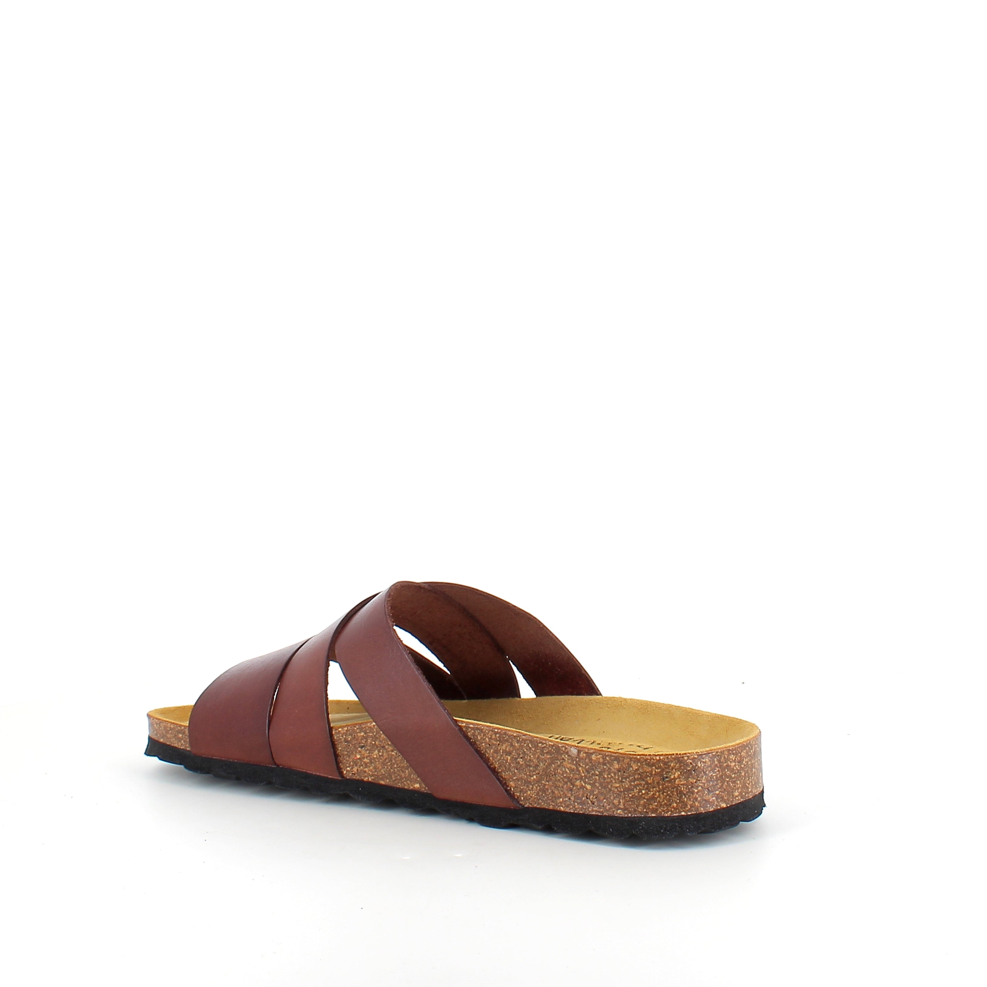 Slip-on sandal i brunt läder med korsremmar – komfort & stöd | SSKbutiken.se