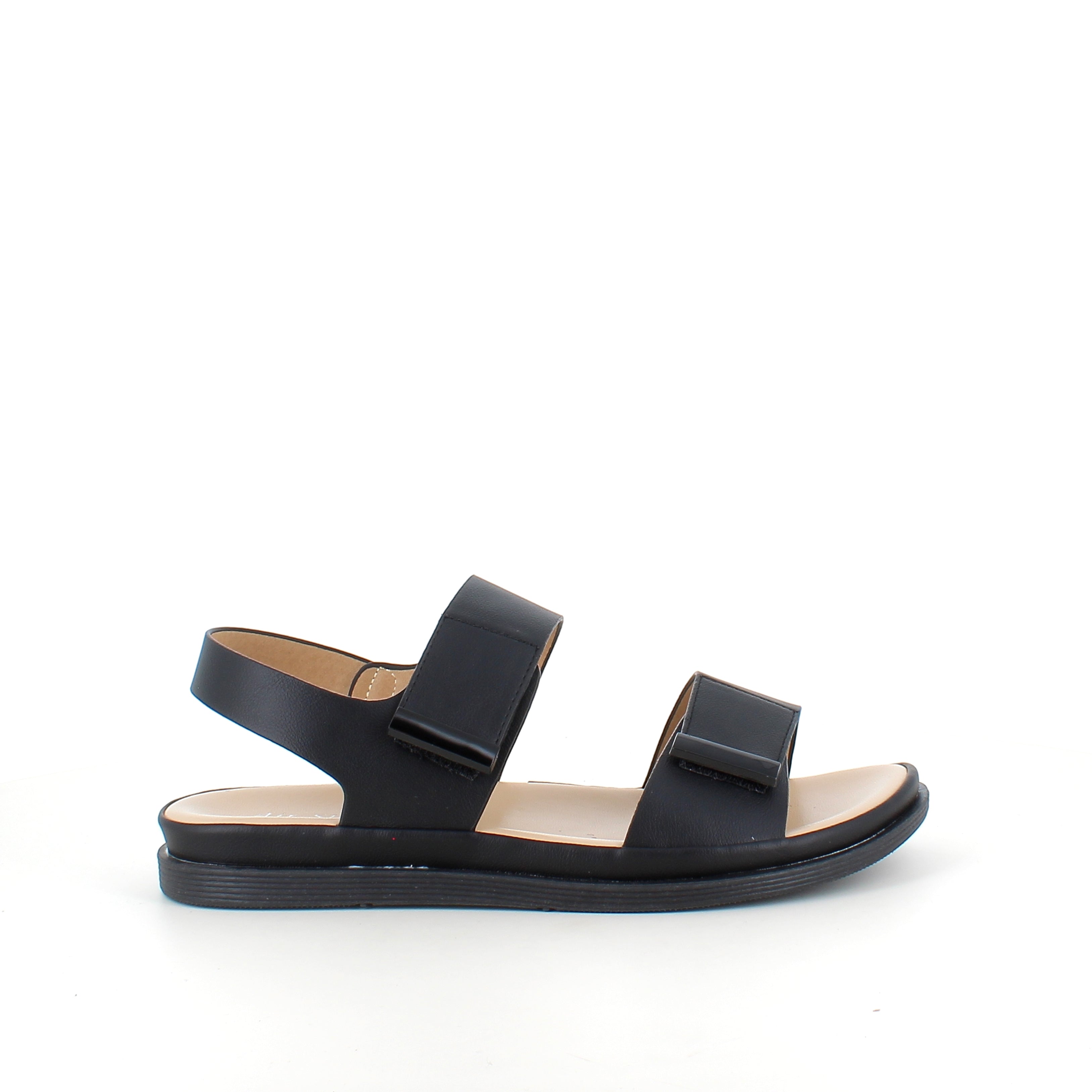 Svart sandal med justerbara remmar & mjuk komfortsula