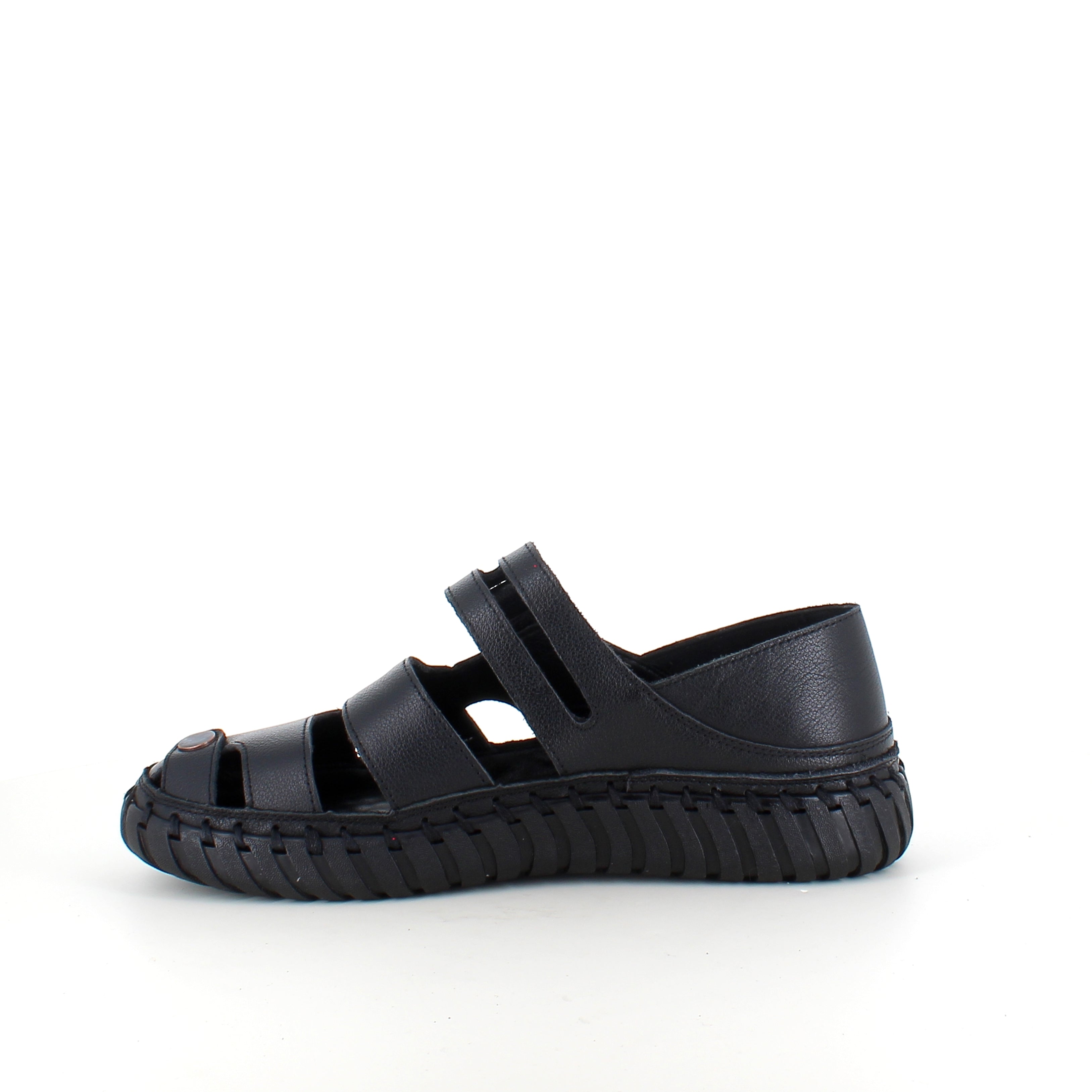 Svart komfortsandal med stängd tå och flexibel sula
