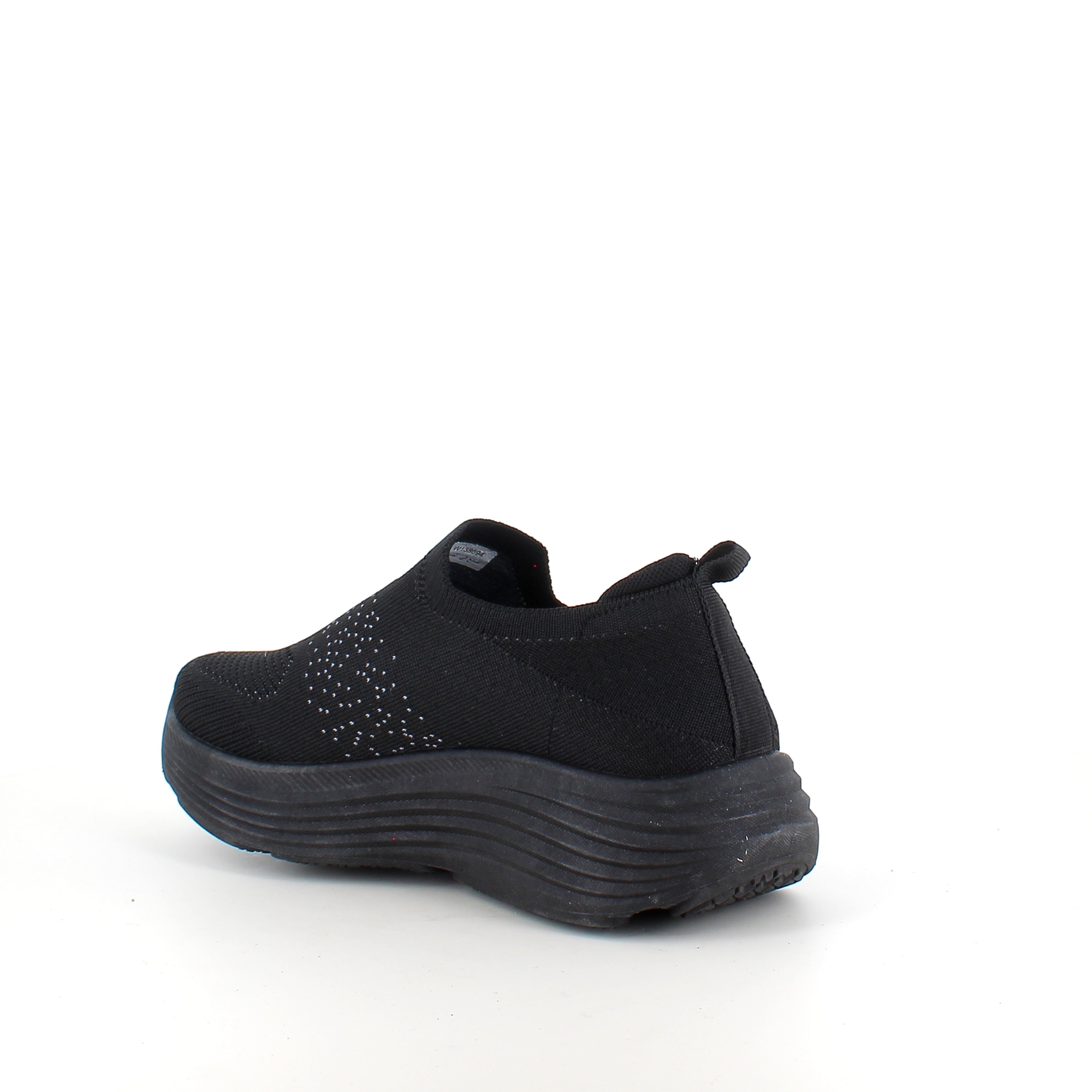 Svart slip-on komfortsneaker med stötdämpning & andningsbart stickat