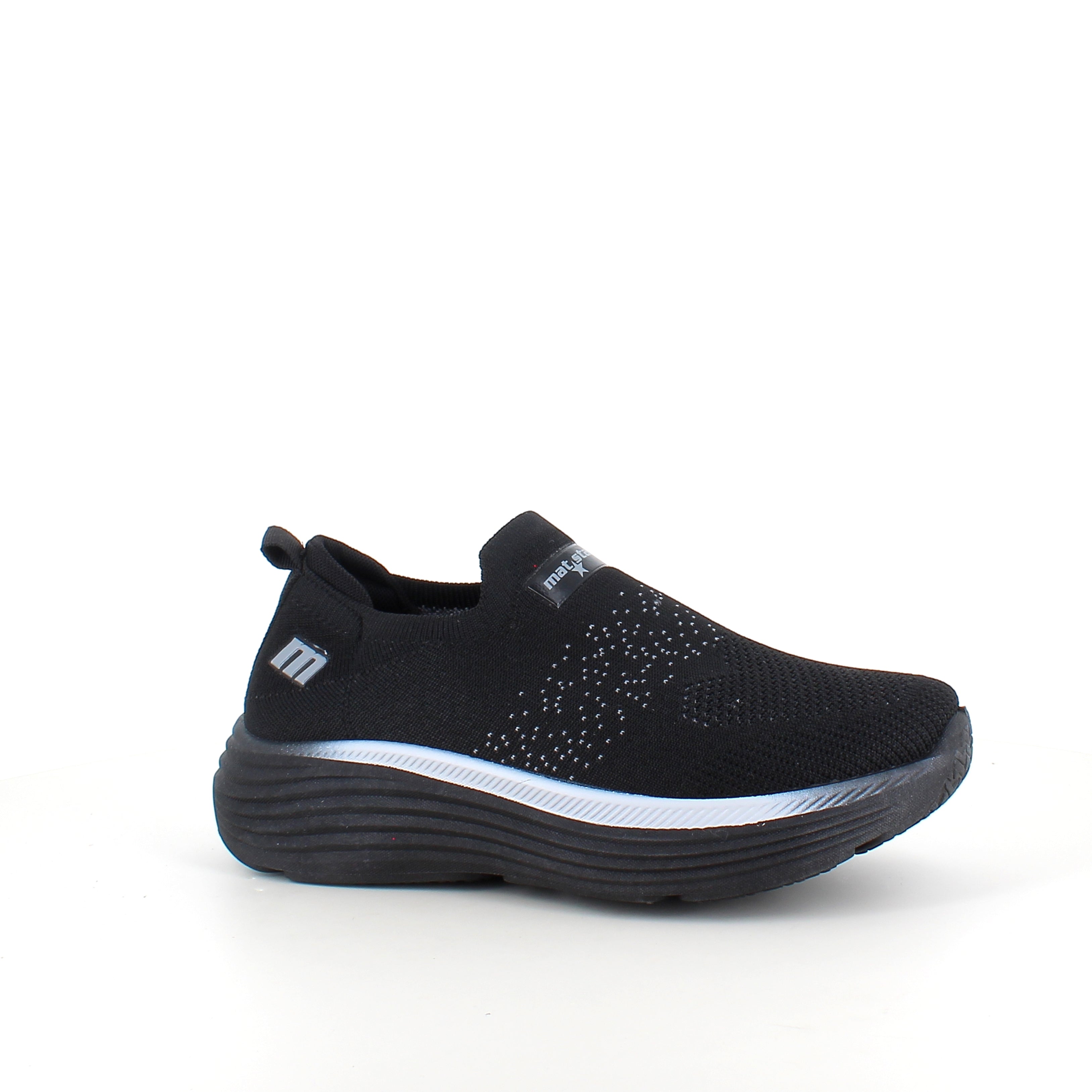 Svart slip-on komfortsneaker med stötdämpning & andningsbart stickat