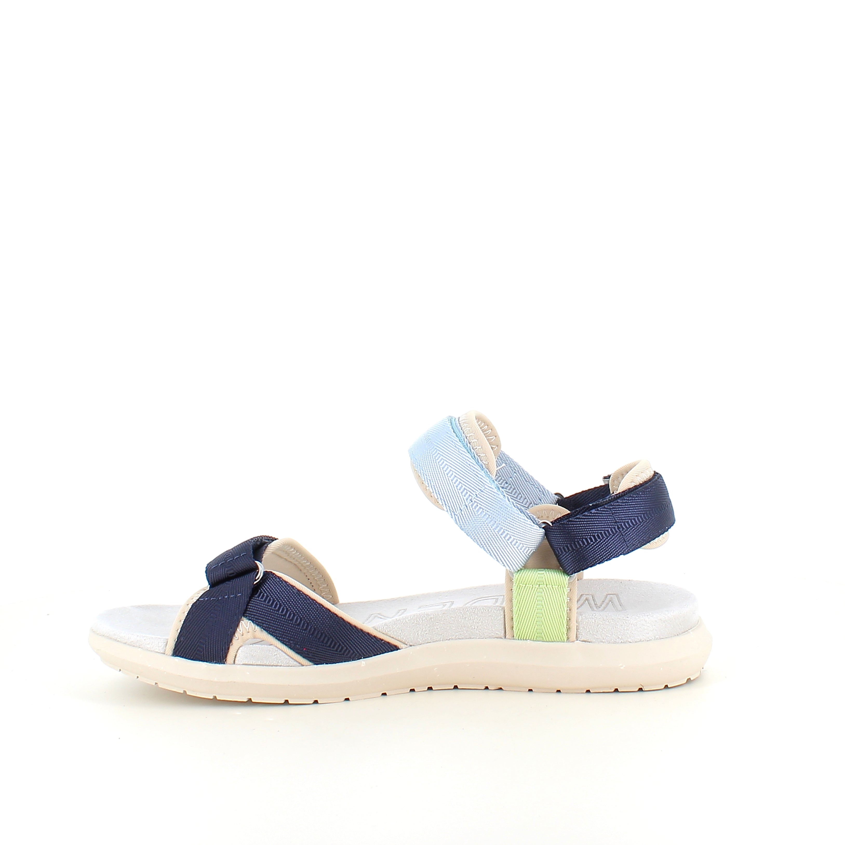 Woden sandal Moonstone Multi – Lätt & stödjande i blå, gröna & beige nyanser