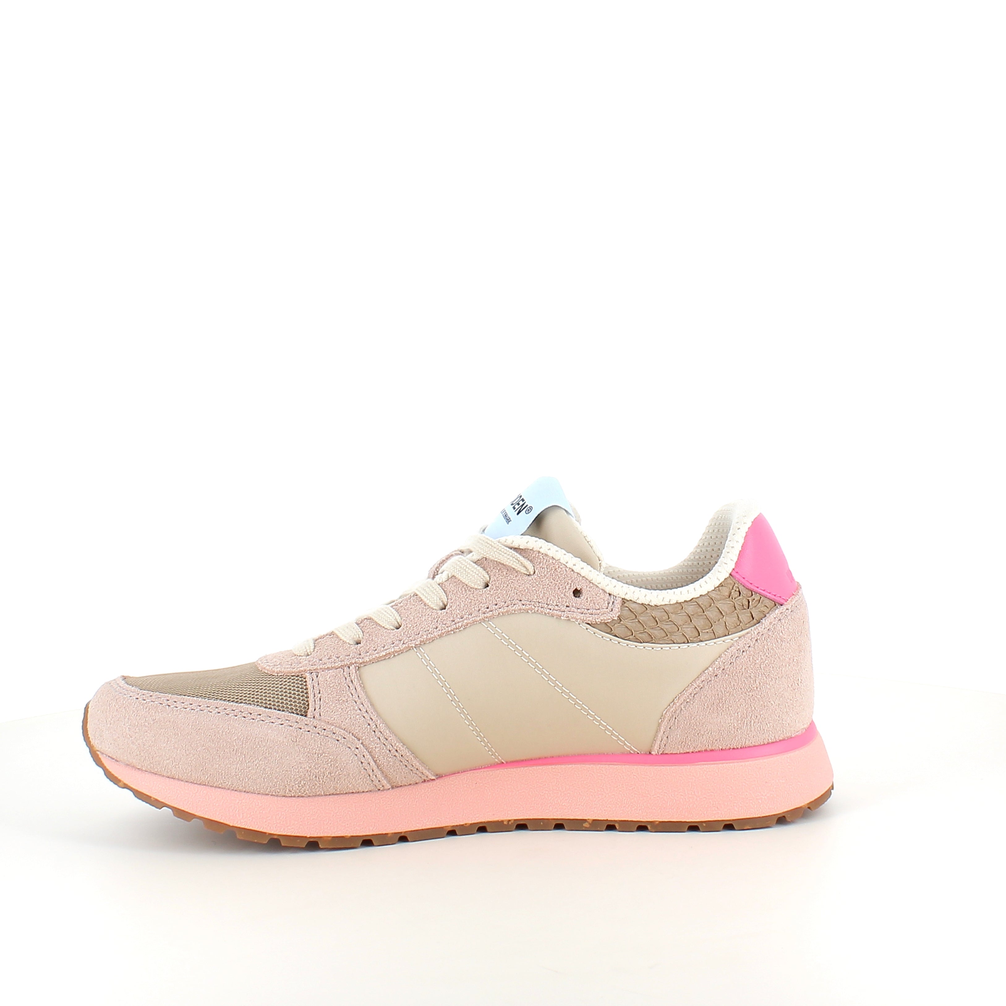 WODEN Ronja – Ivory/Blush | Komfortabel lädersneaker med korksula