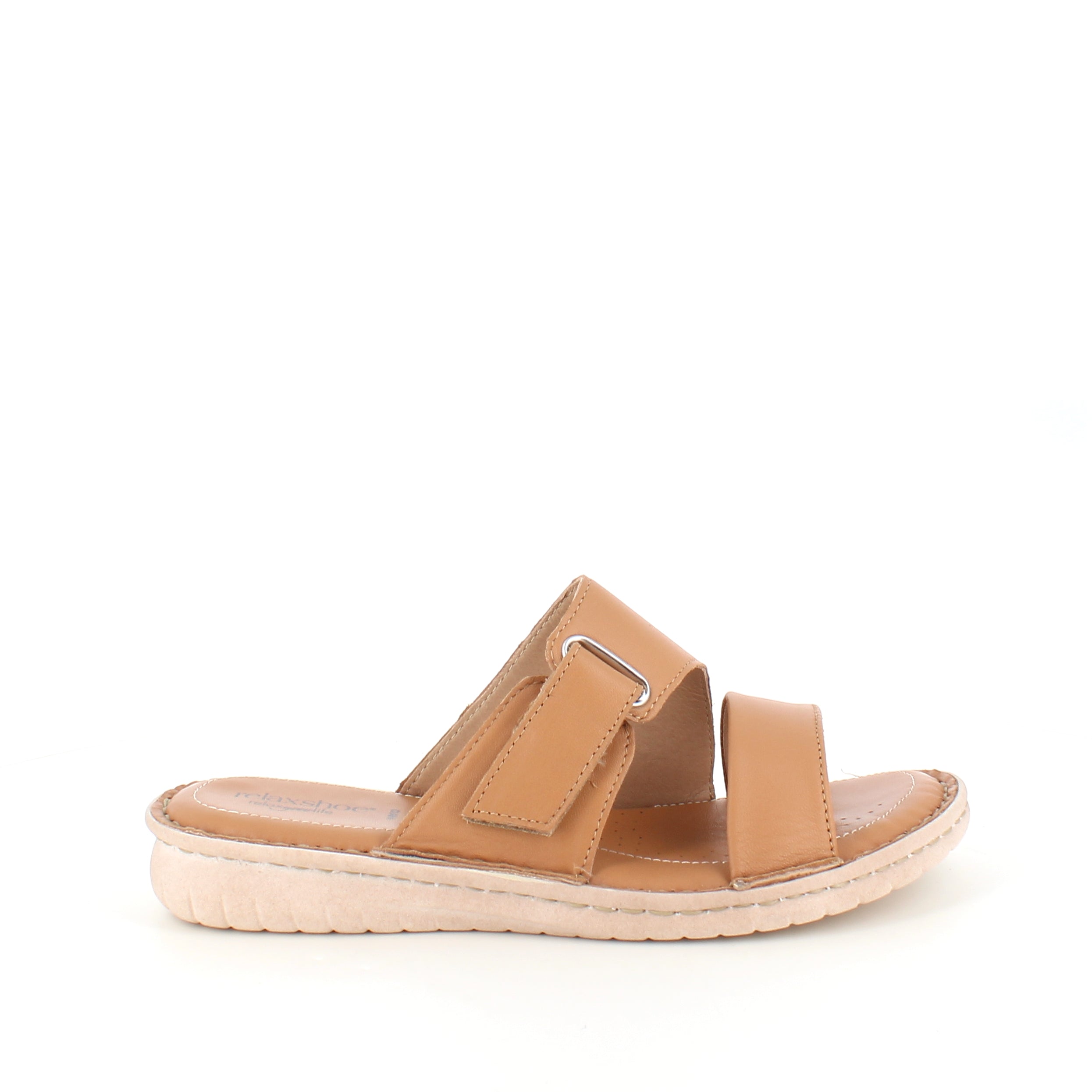 Brun skinn slip-on med justerbar rem från Relaxshoe