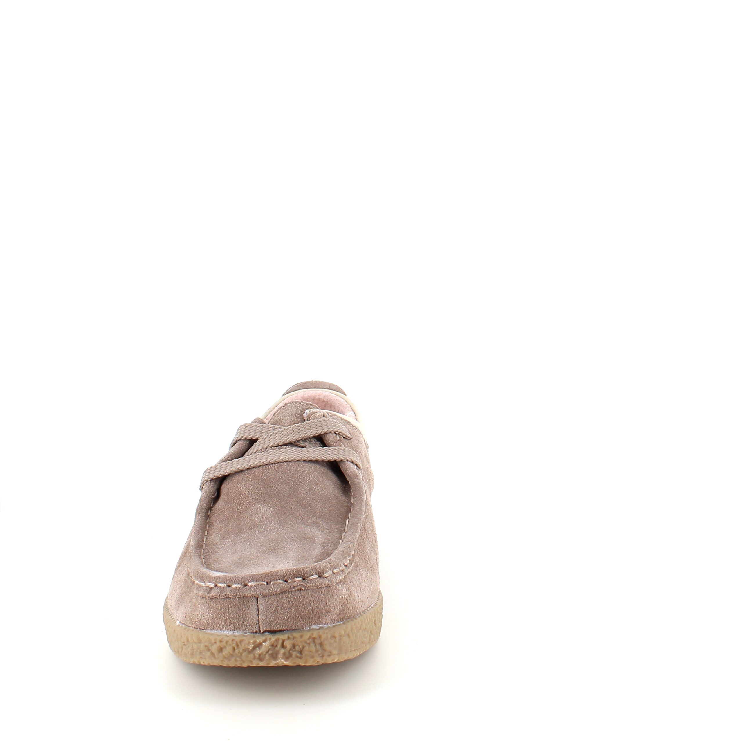 Beige mockaskor med rågummisula