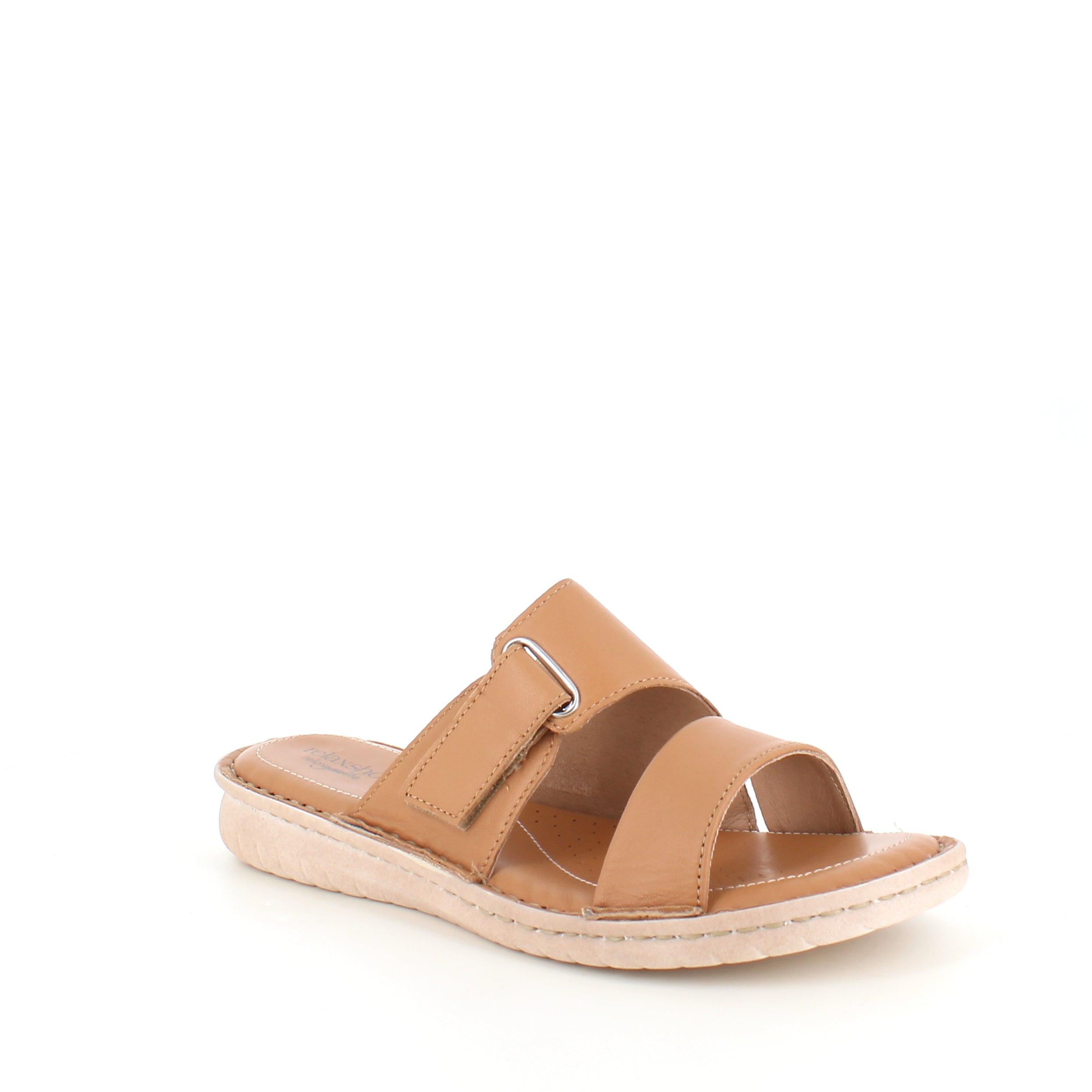 Brun skinn slip-on med justerbar rem från Relaxshoe