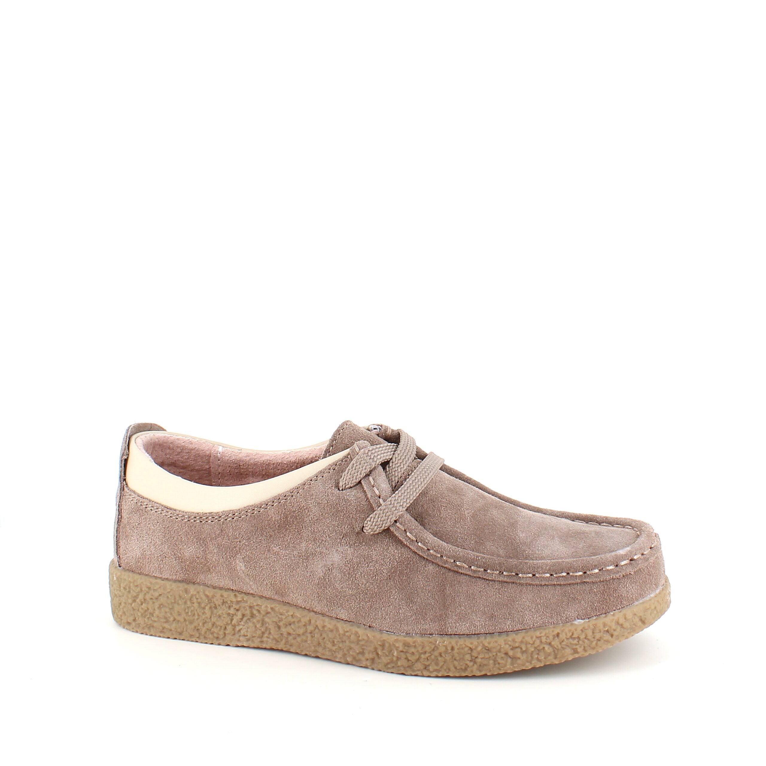 Beige mockaskor med rågummisula