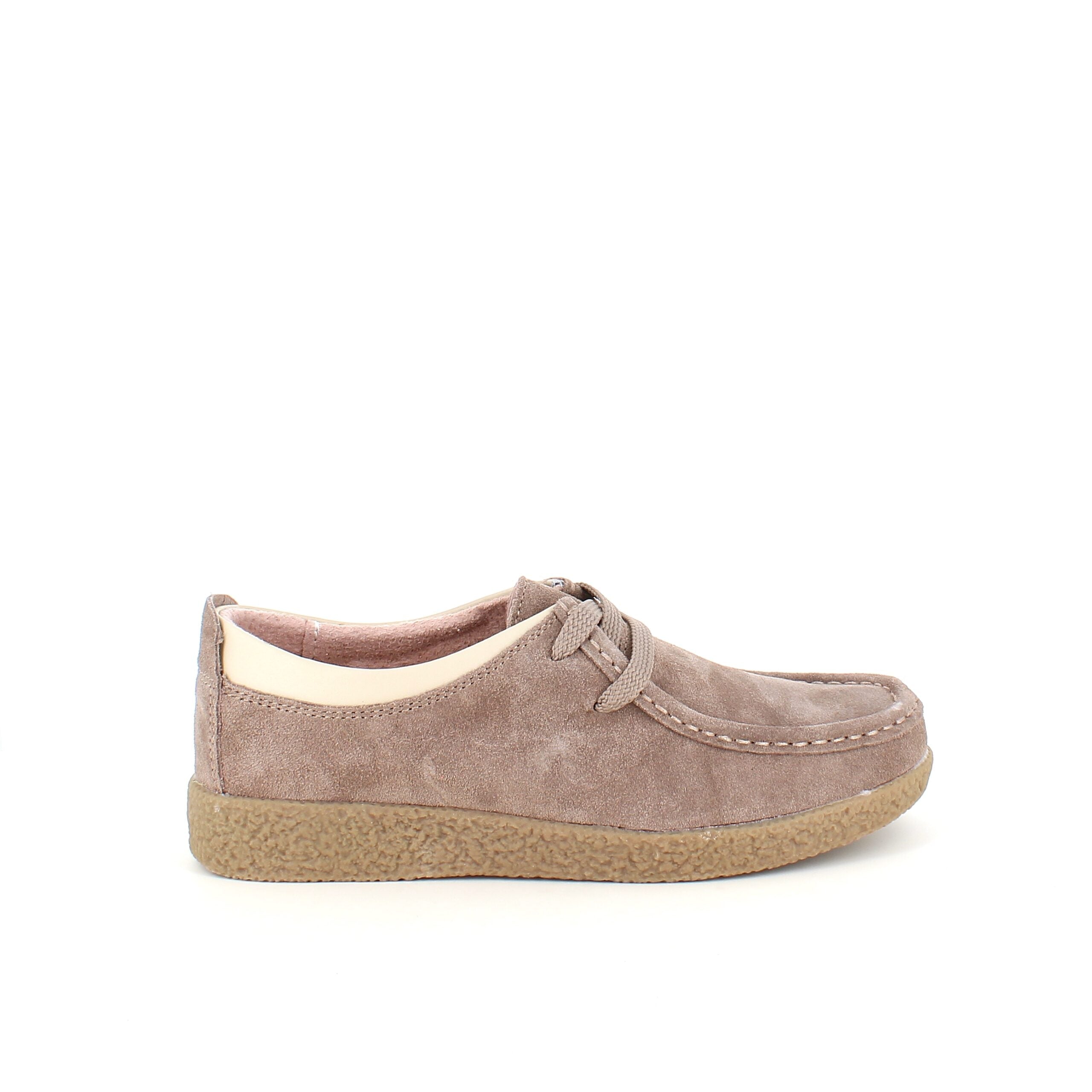 Beige mockaskor med rågummisula