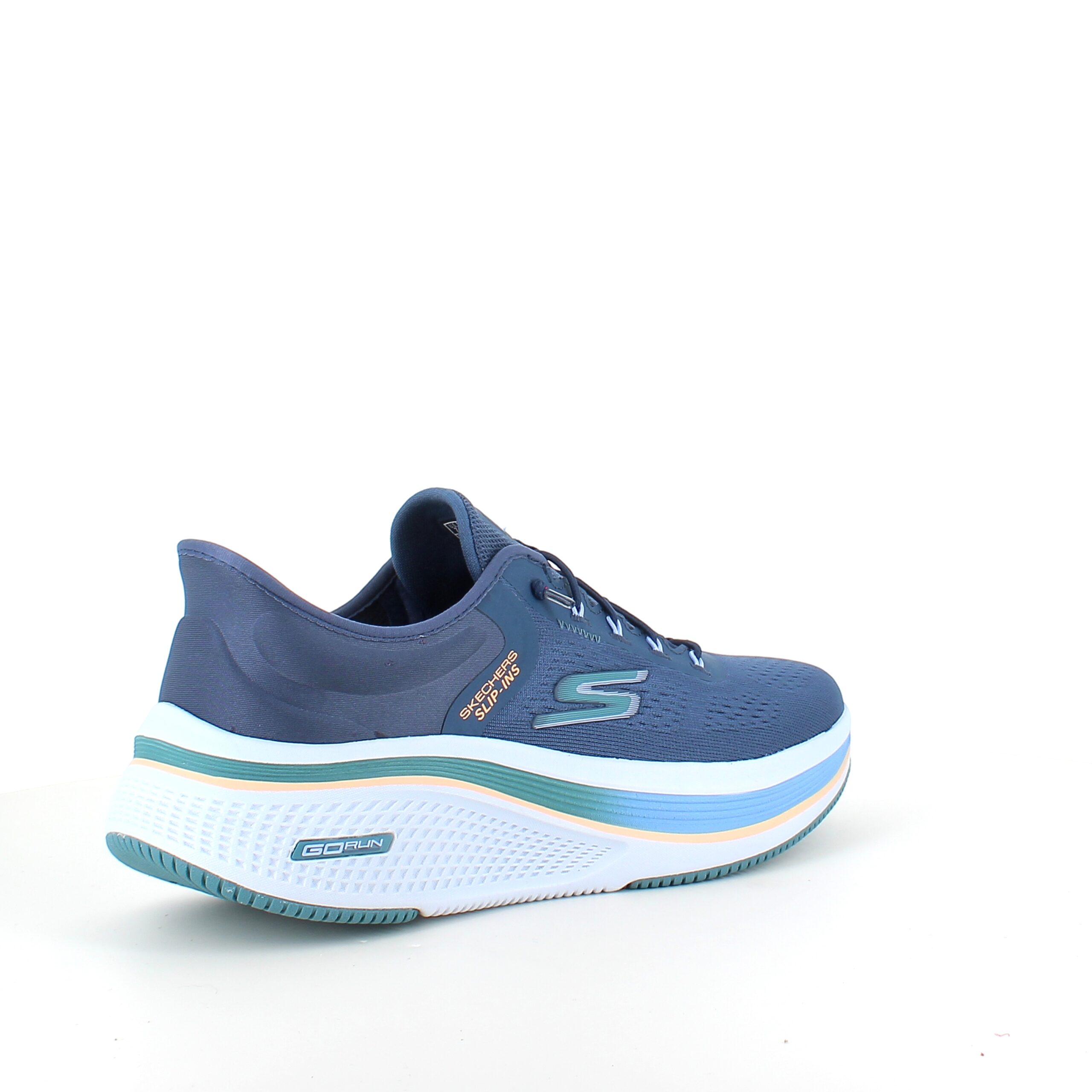 Blå slip-in-skor från Skechers med elastiska snören