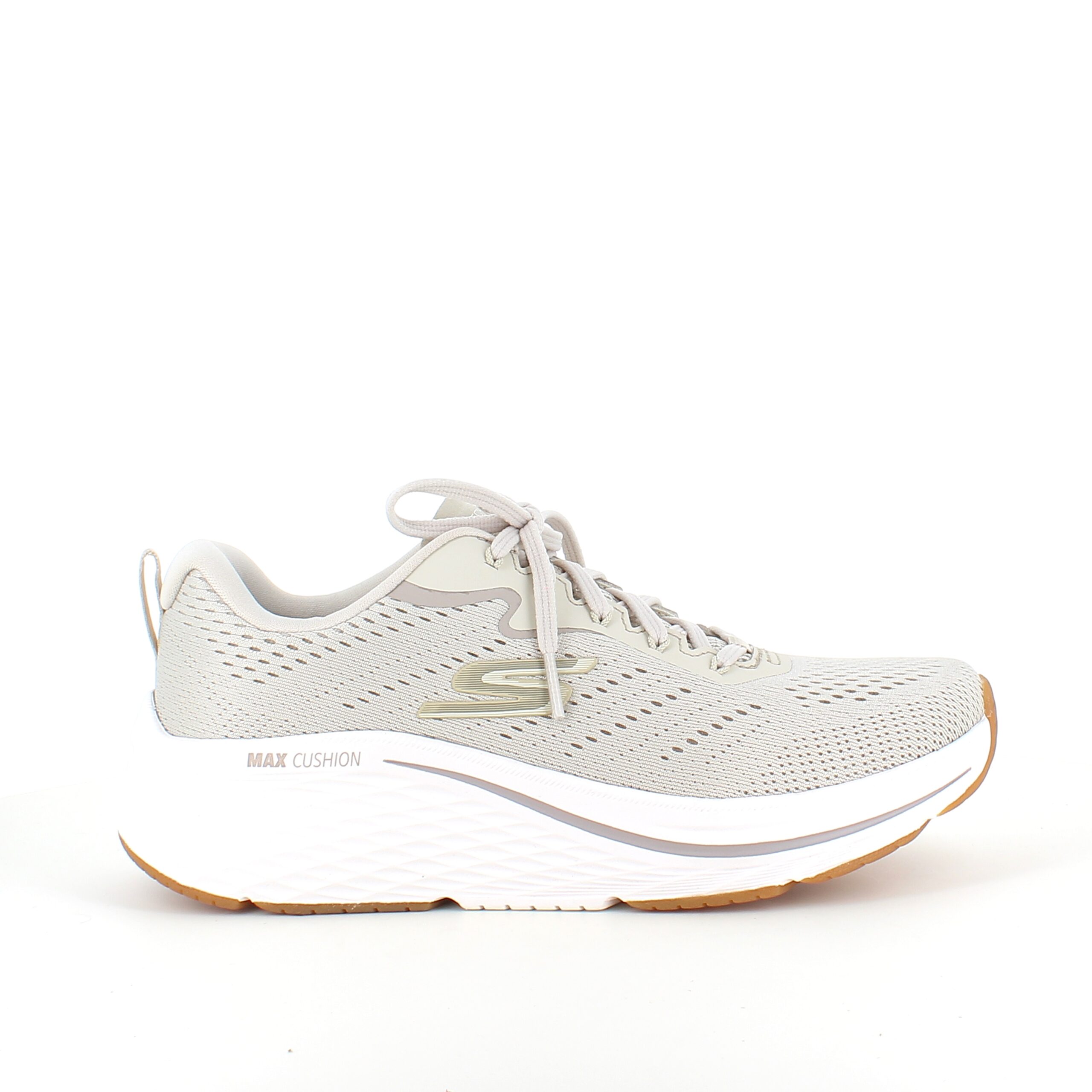 Beige Skechers Max Cushion-skor – optimalt stöd och oöverträffad komfort