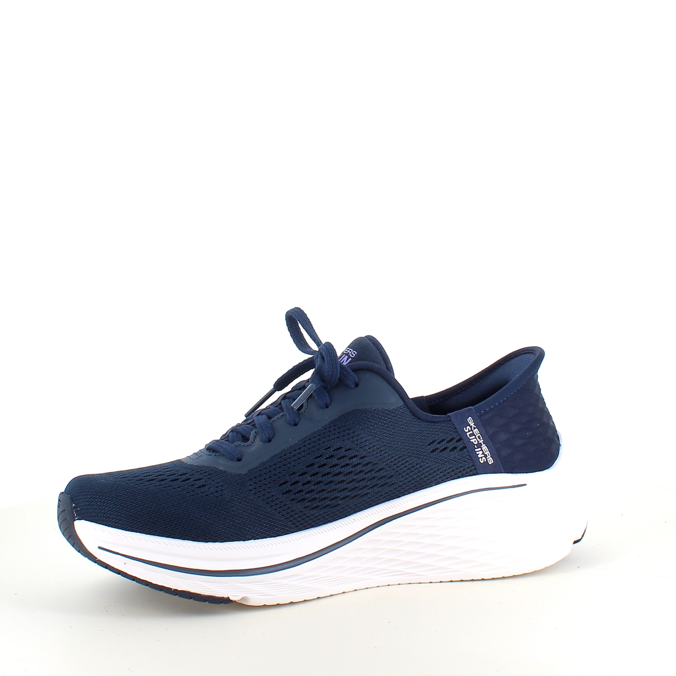 Mörkblå Slip-ins från Skechers med snörning och Max Cushion-sula