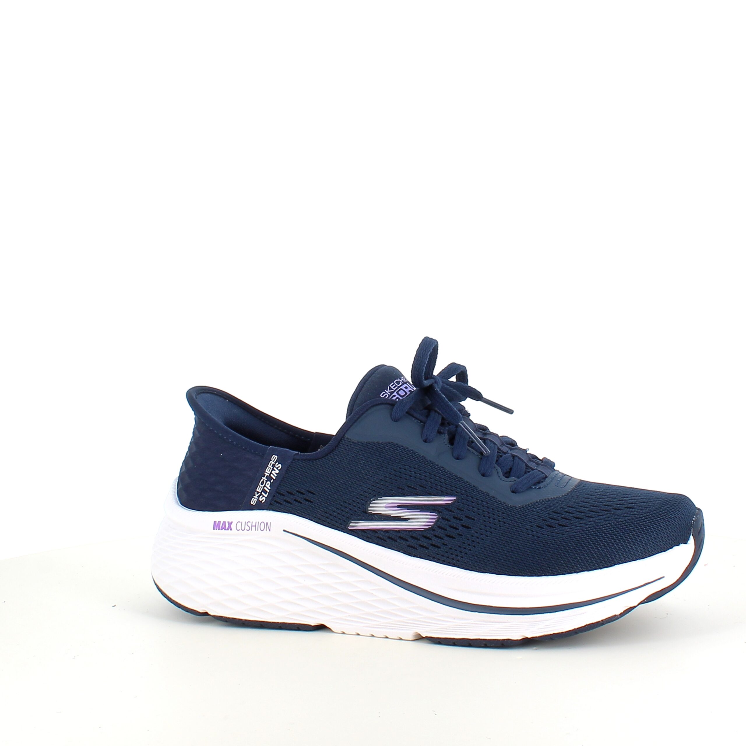 Mörkblå Slip-ins från Skechers med snörning och Max Cushion-sula