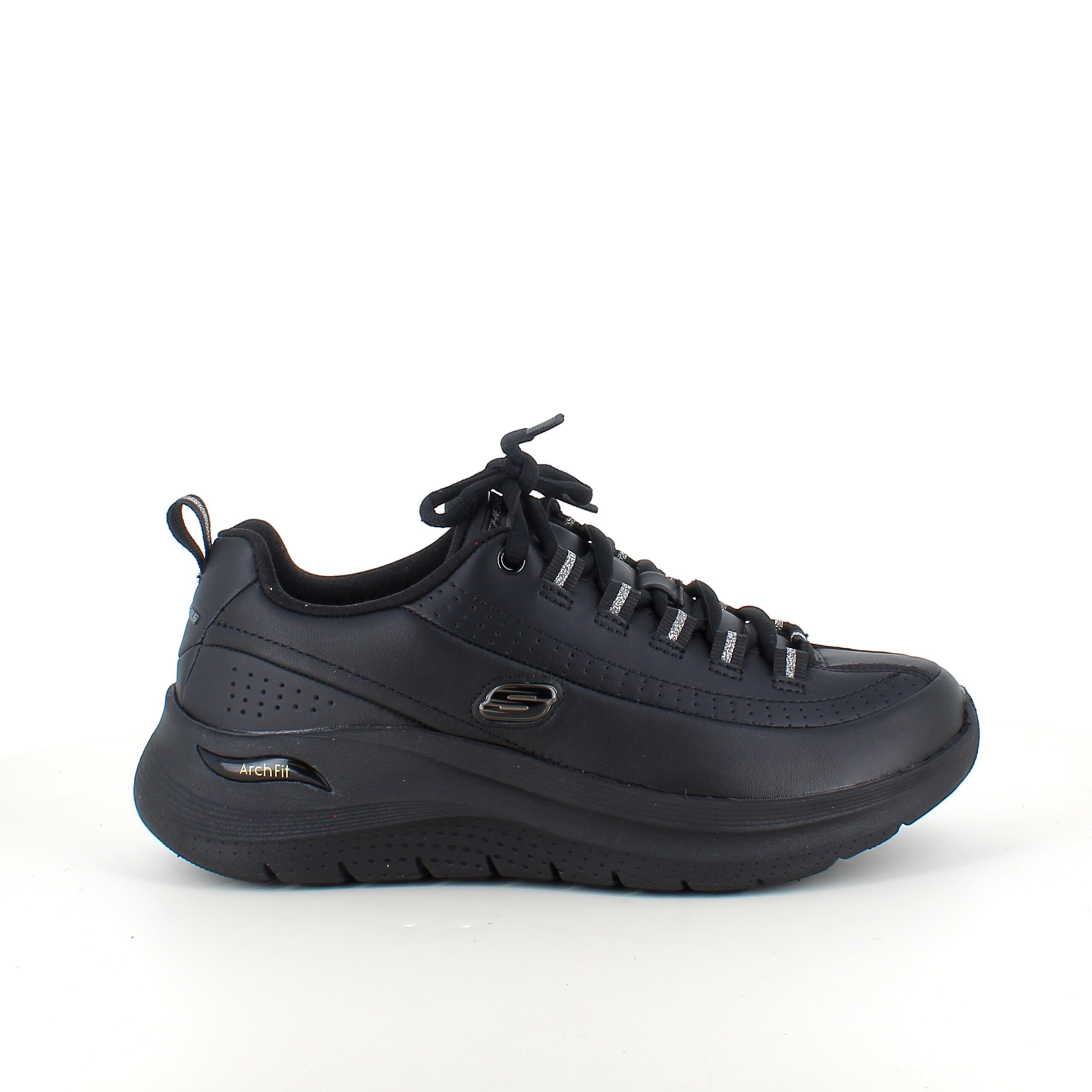 Svarta Skechers i slätt läder