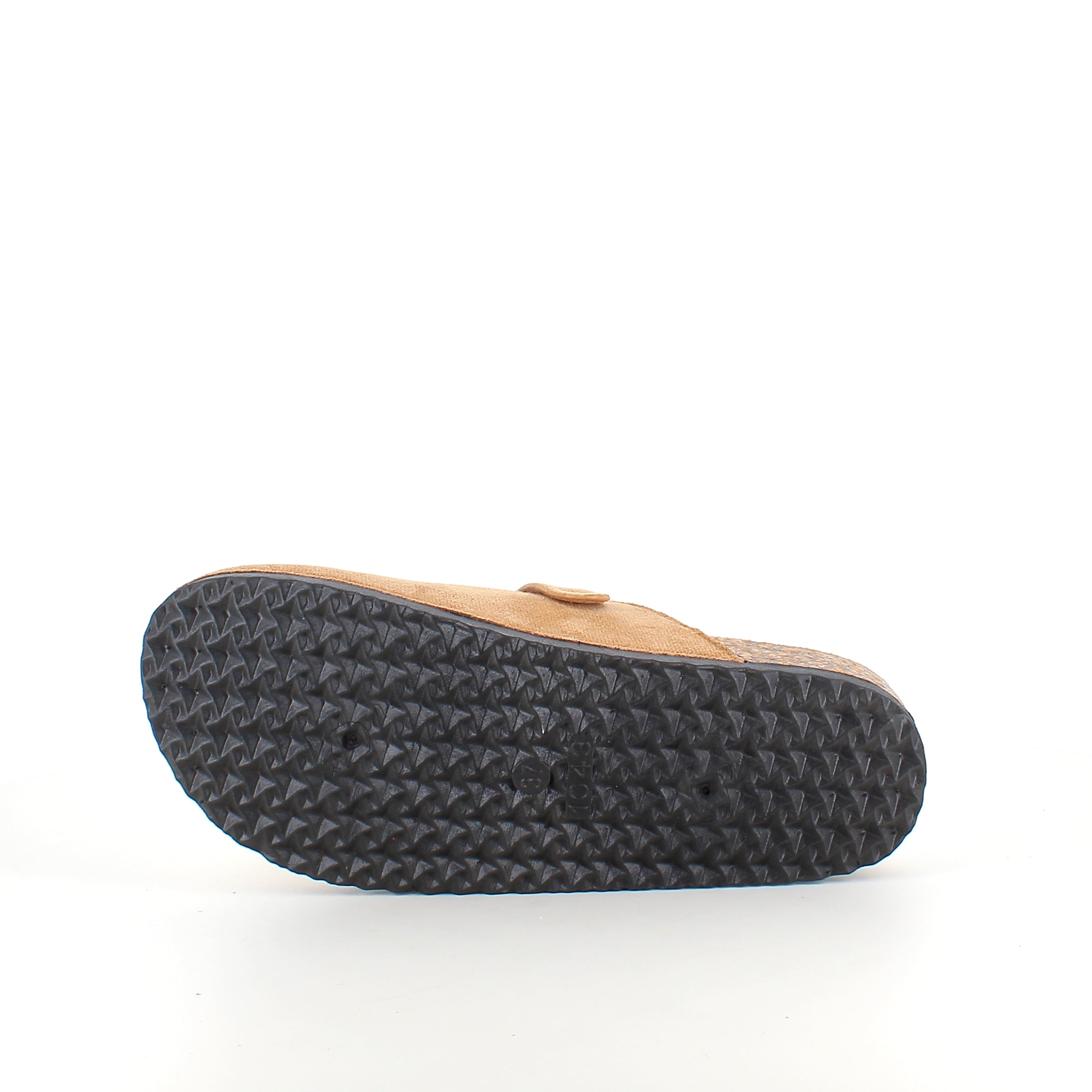 Ljusbrun slip-on sandal i textil – lätt & naturlig modell