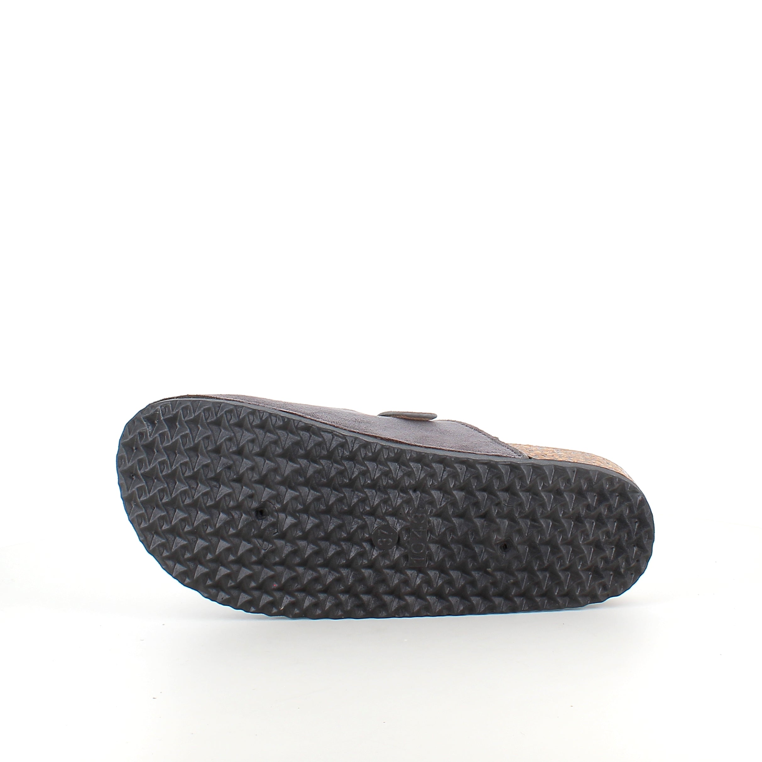 Grå slip-on sandal i textil – enkel och stilren modell