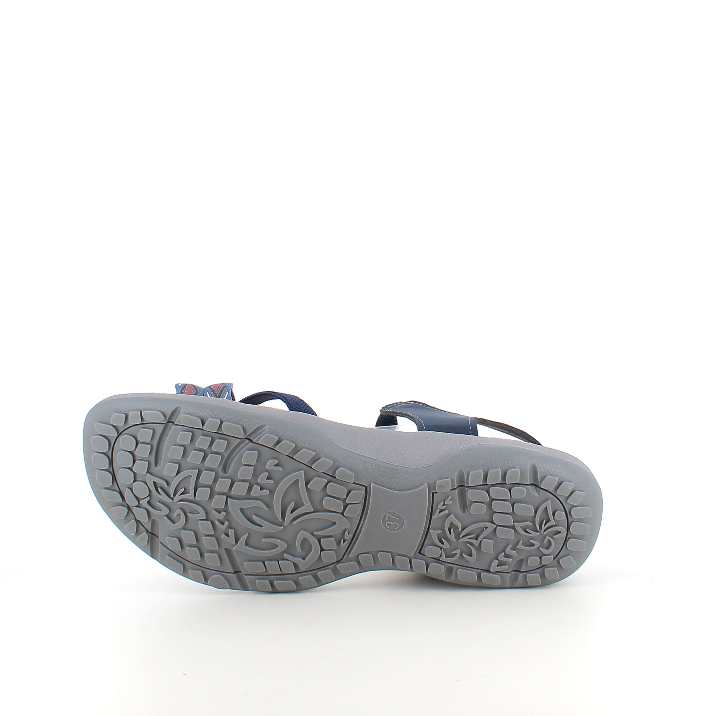 Marinblå sandal med elastiska remmar & kardborre – lugn & maritim stil