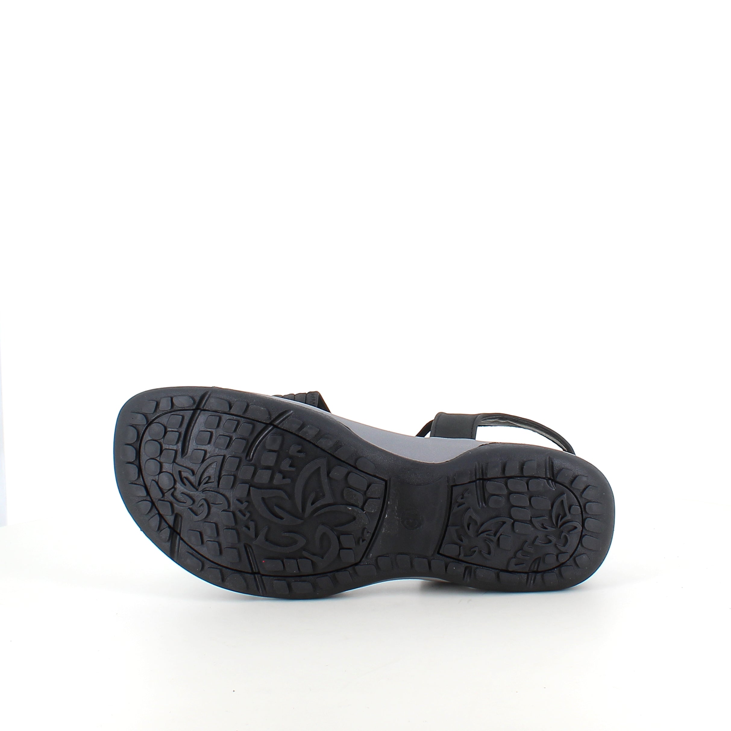 Svart sandal med elastiska remmar – klassisk modell med mjuk skumsula