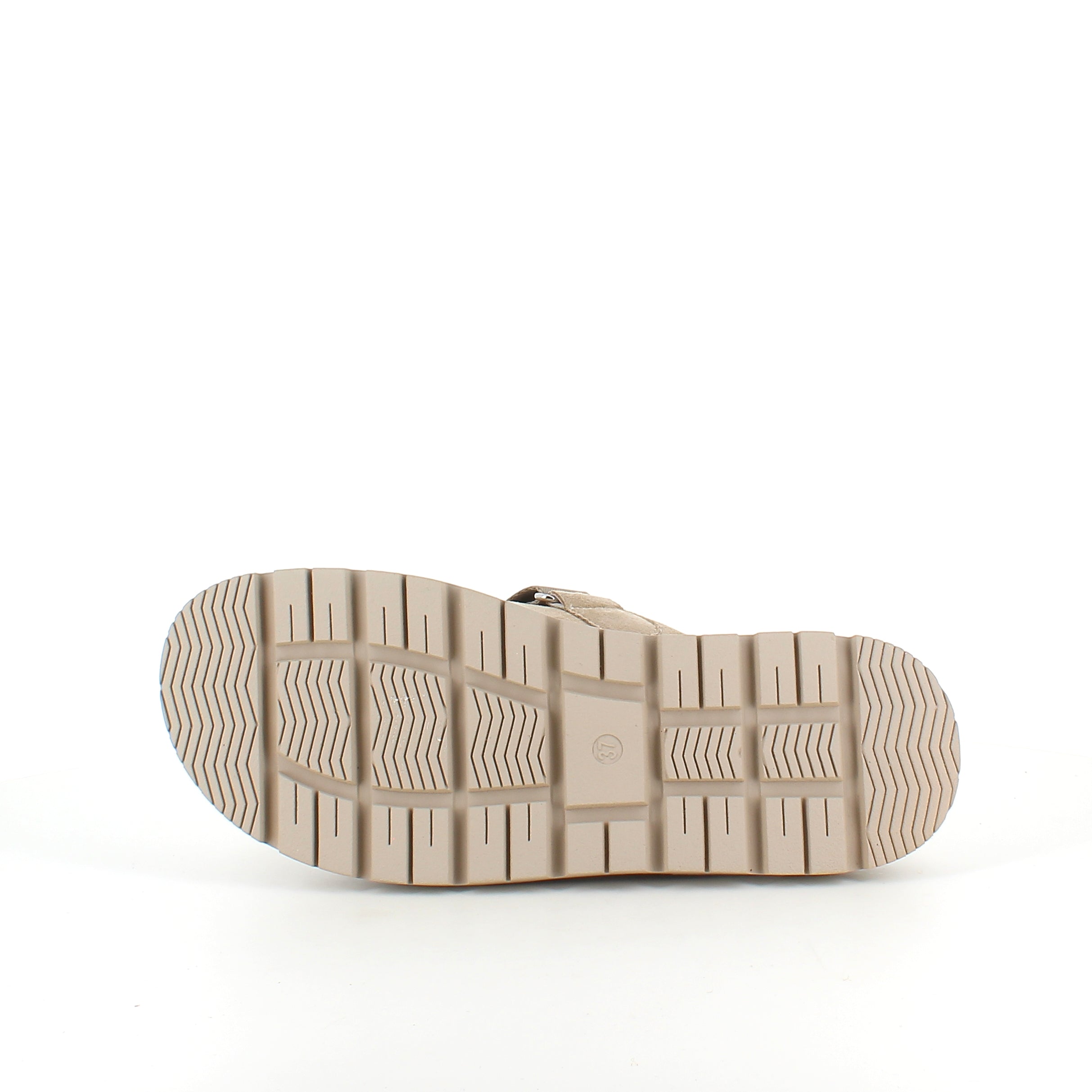Beige sandal med justerbar rem och mjuk komfort