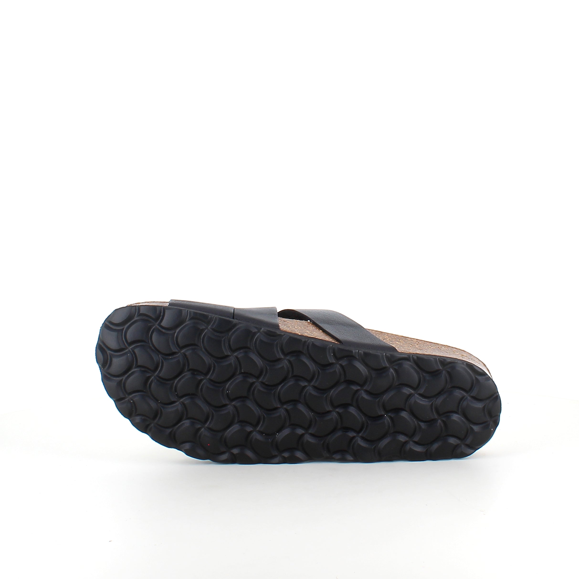 Slip-on sandal i svart slätt läder med korsremmar – komfort & stöd | SSKbutiken.se