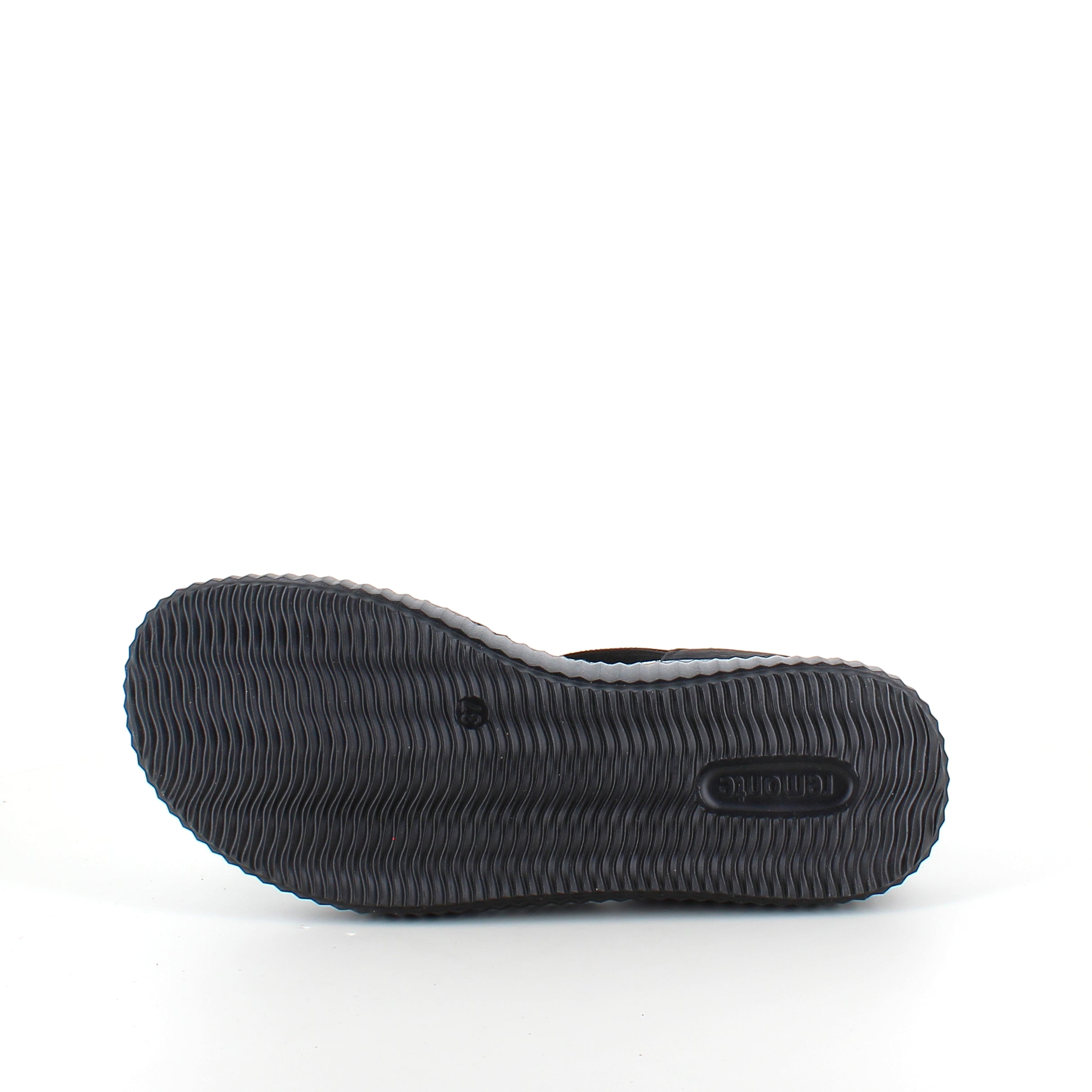 Remonte-sandal i svart för dam – bred passform, elastiska remmar & fast hälrem