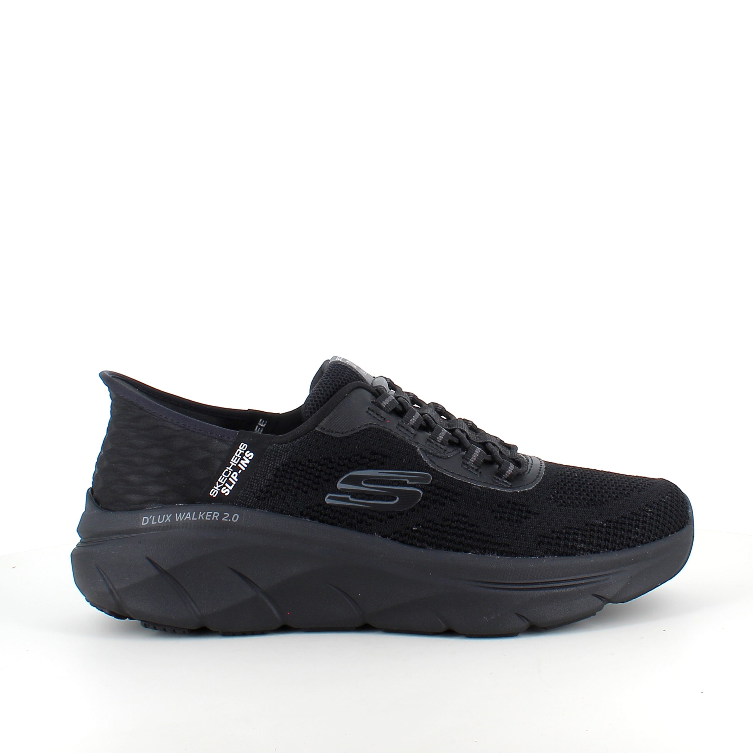 Svarta Skechers Slip-ins med stickad ovandel och elastisk snörning
