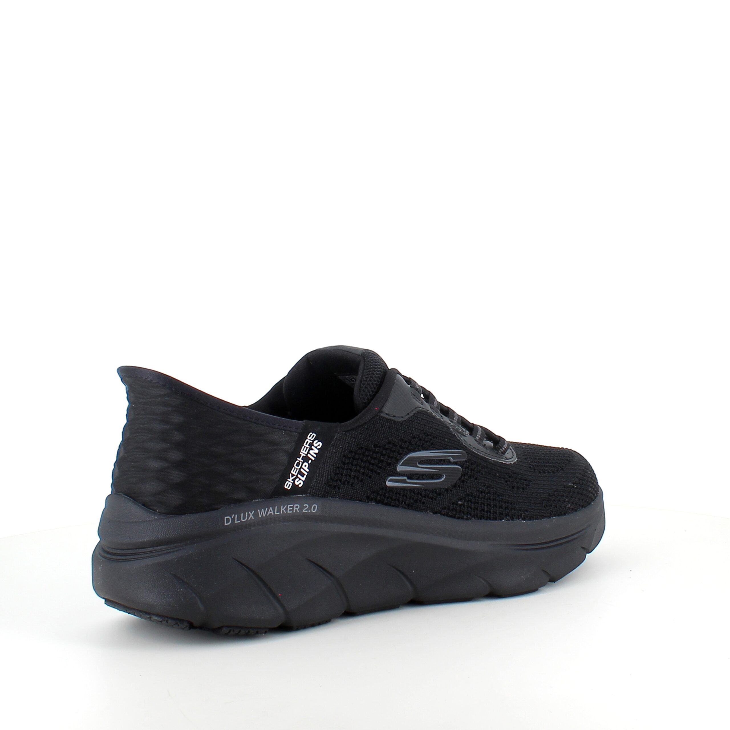 Svarta Skechers Slip-ins med stickad ovandel och elastisk snörning