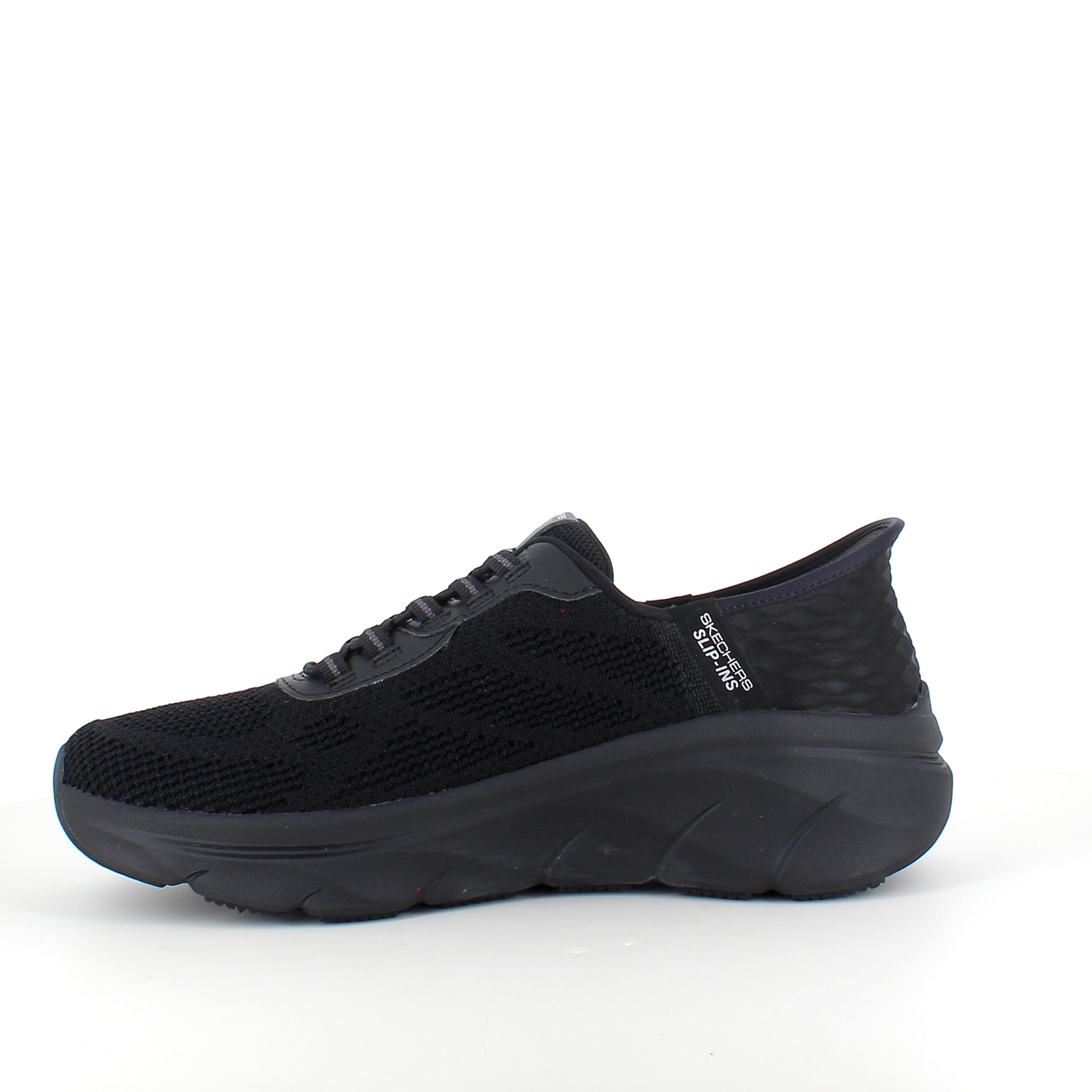 Svarta Skechers Slip-ins med stickad ovandel och elastisk snörning