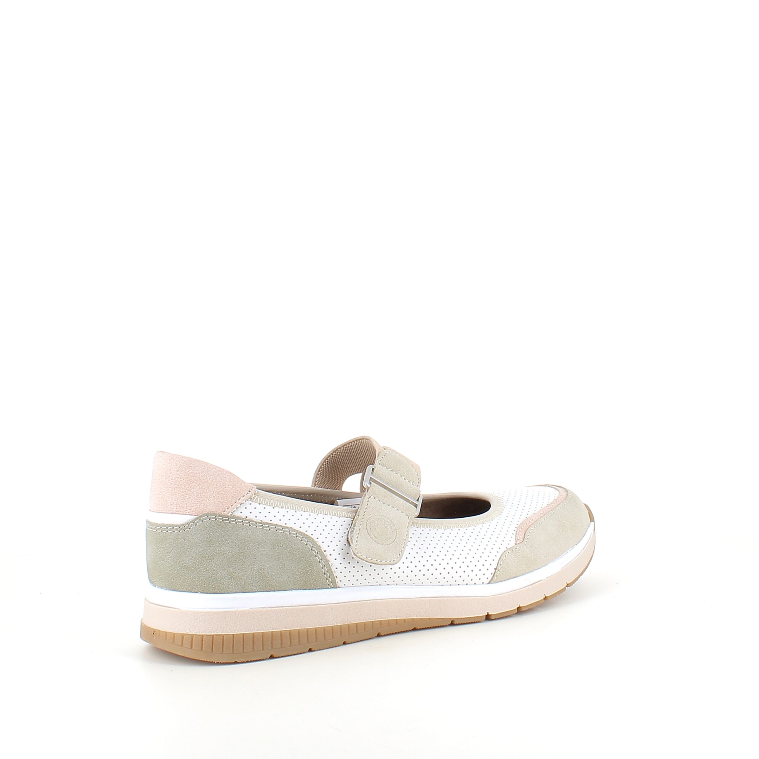 Relife ballerina med kardborre – beige komfortsko med massageeffekt