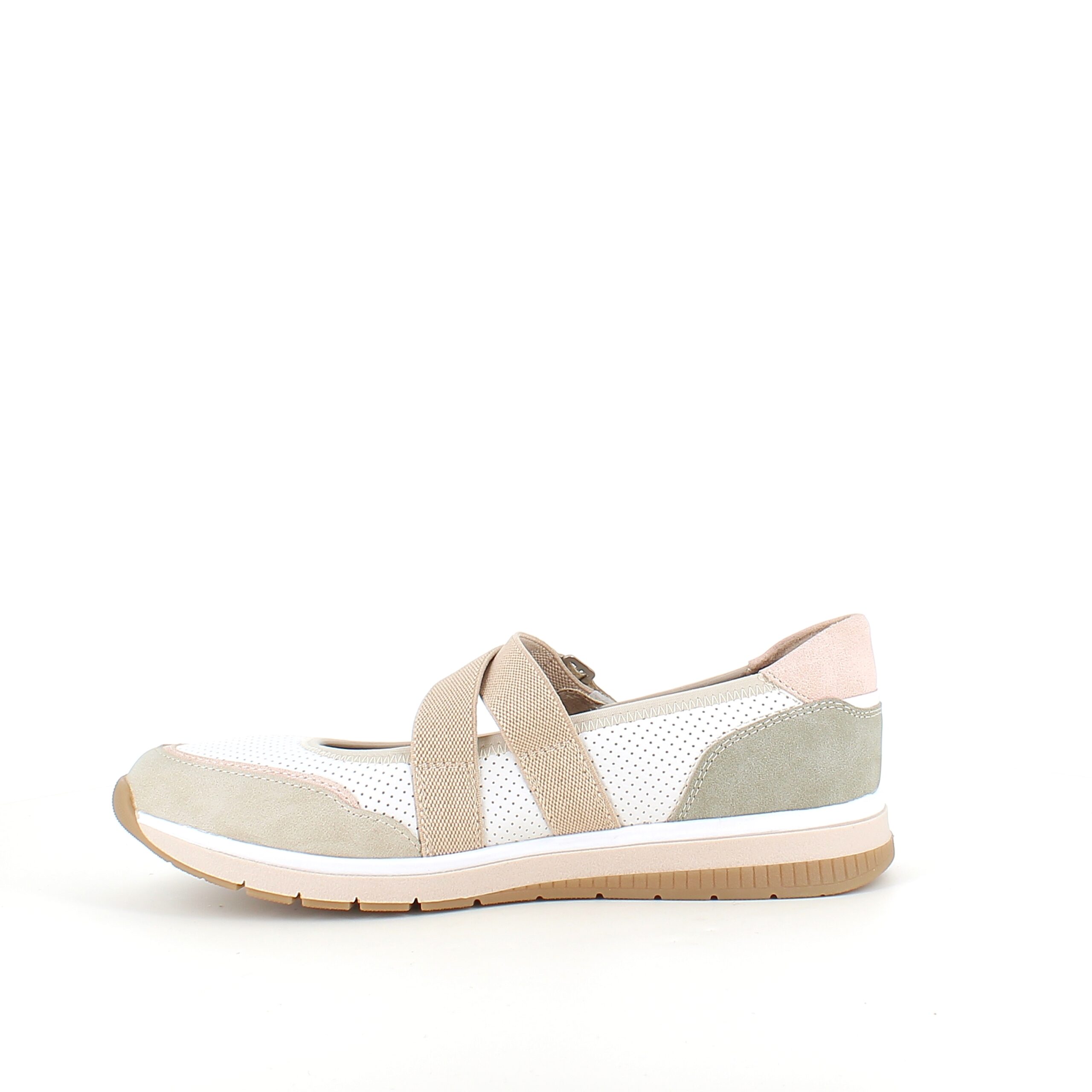 Relife ballerina med kardborre – beige komfortsko med massageeffekt