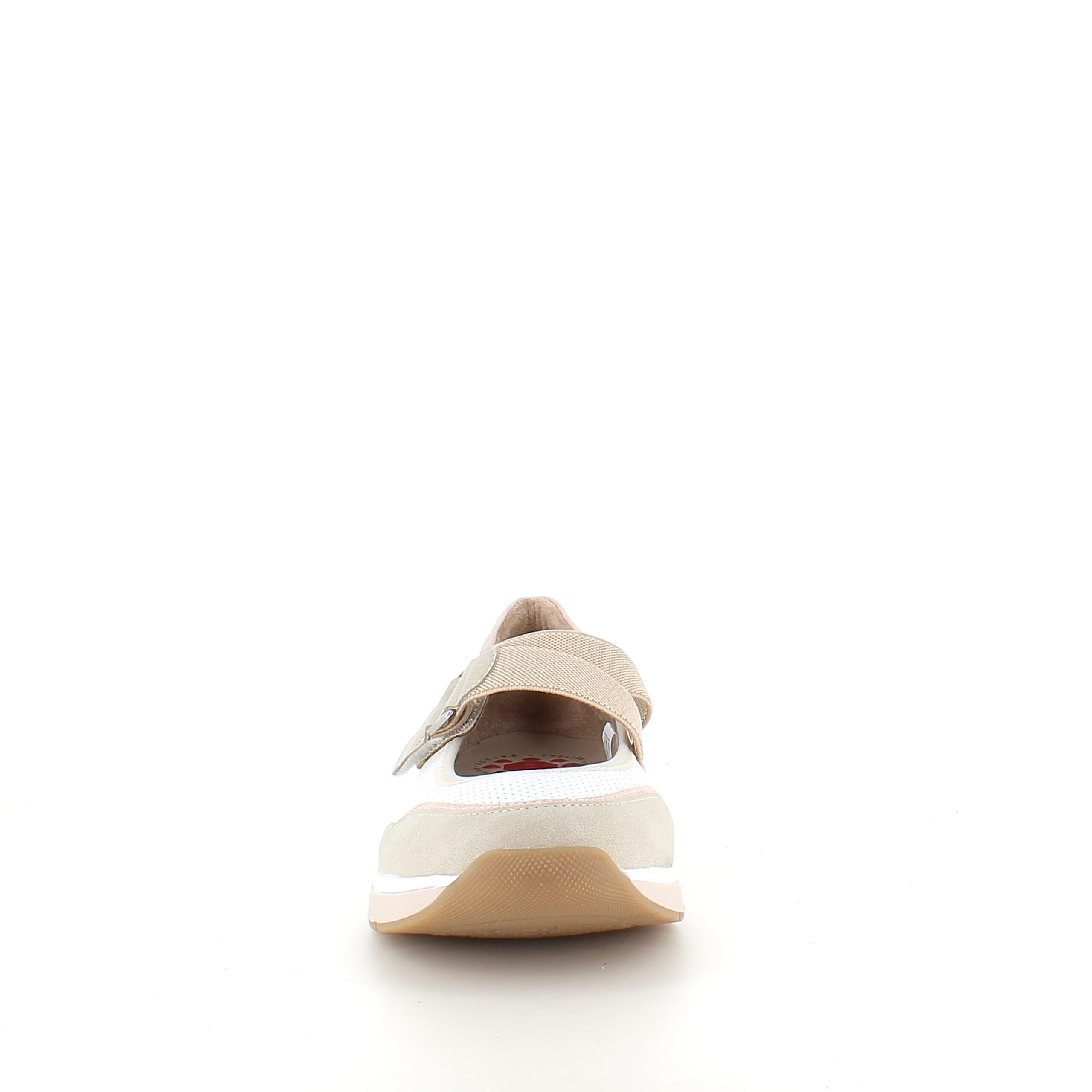Relife ballerina med kardborre – beige komfortsko med massageeffekt