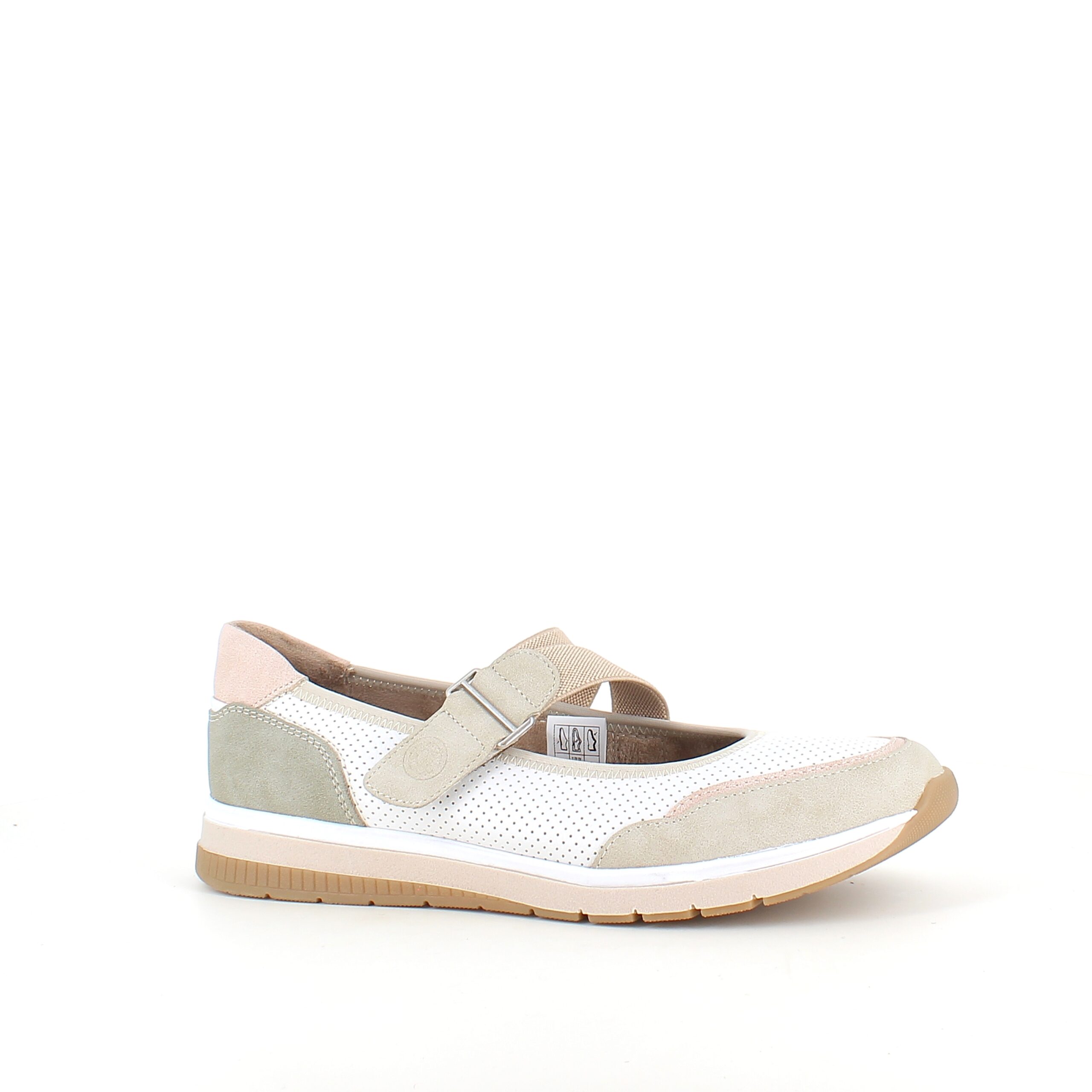Relife ballerina med kardborre – beige komfortsko med massageeffekt