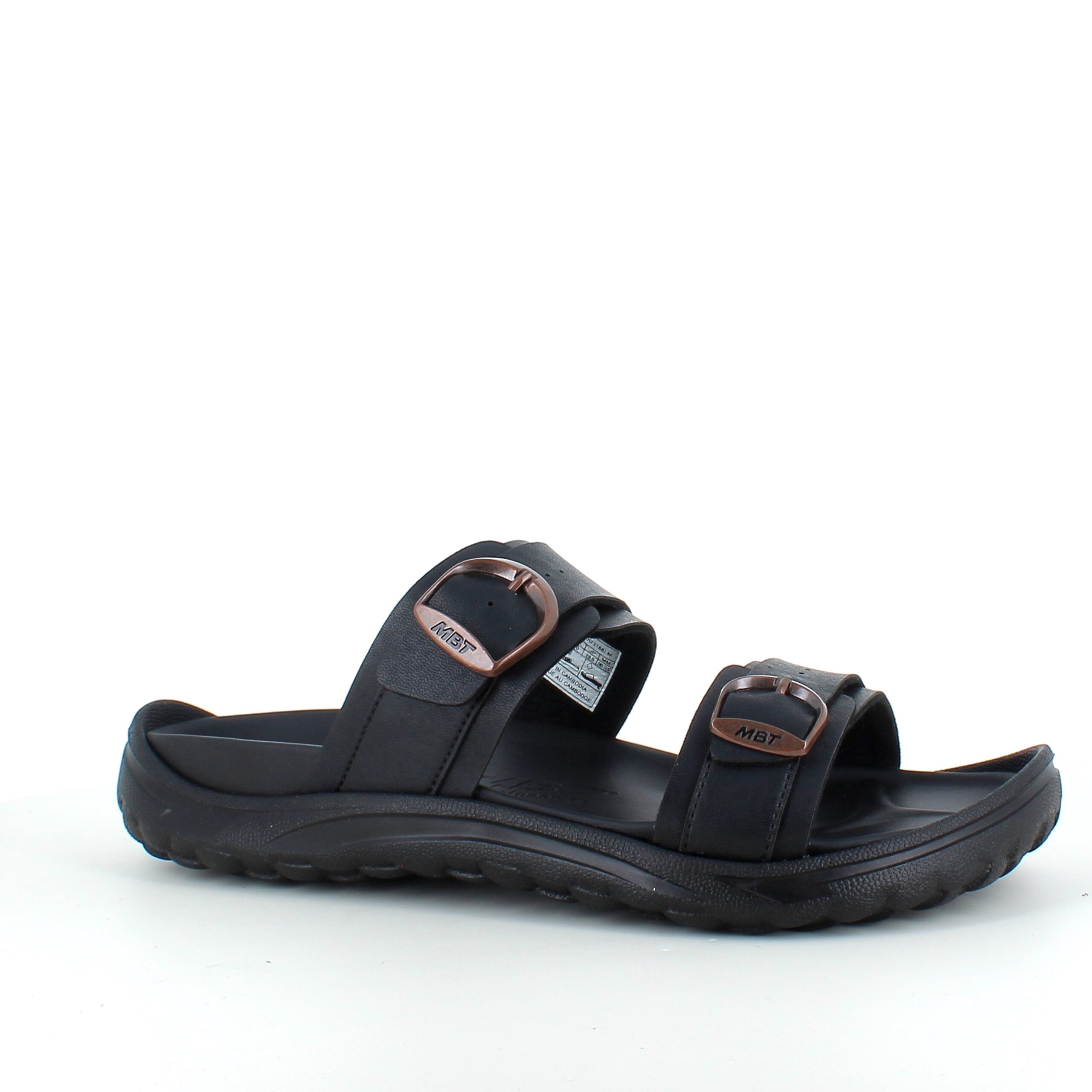 Svart herr slip-on sandal från MBT med ergonomisk fotbädd
