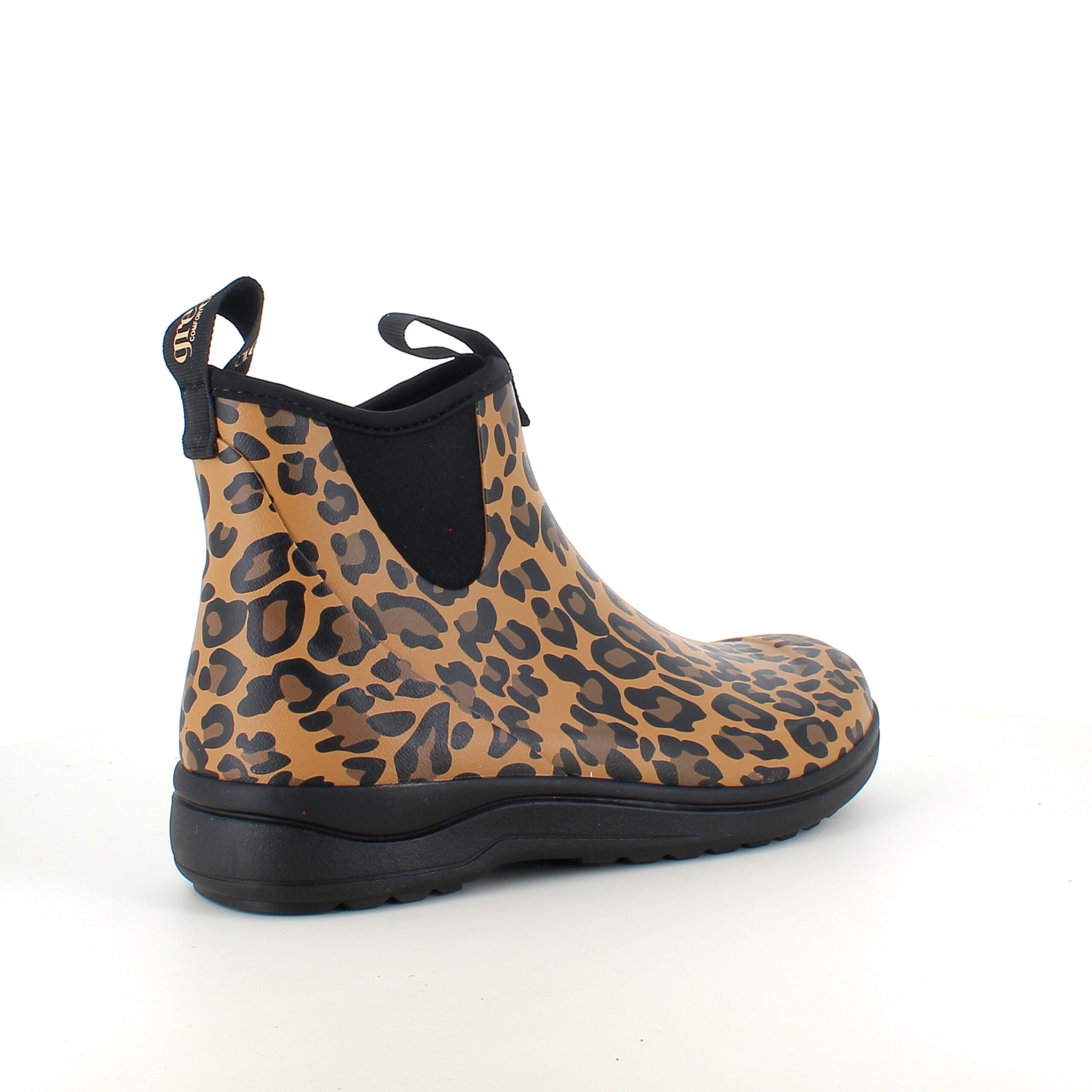 Green Comfort gummistövel i leopardmönster med fotvalvsstöd