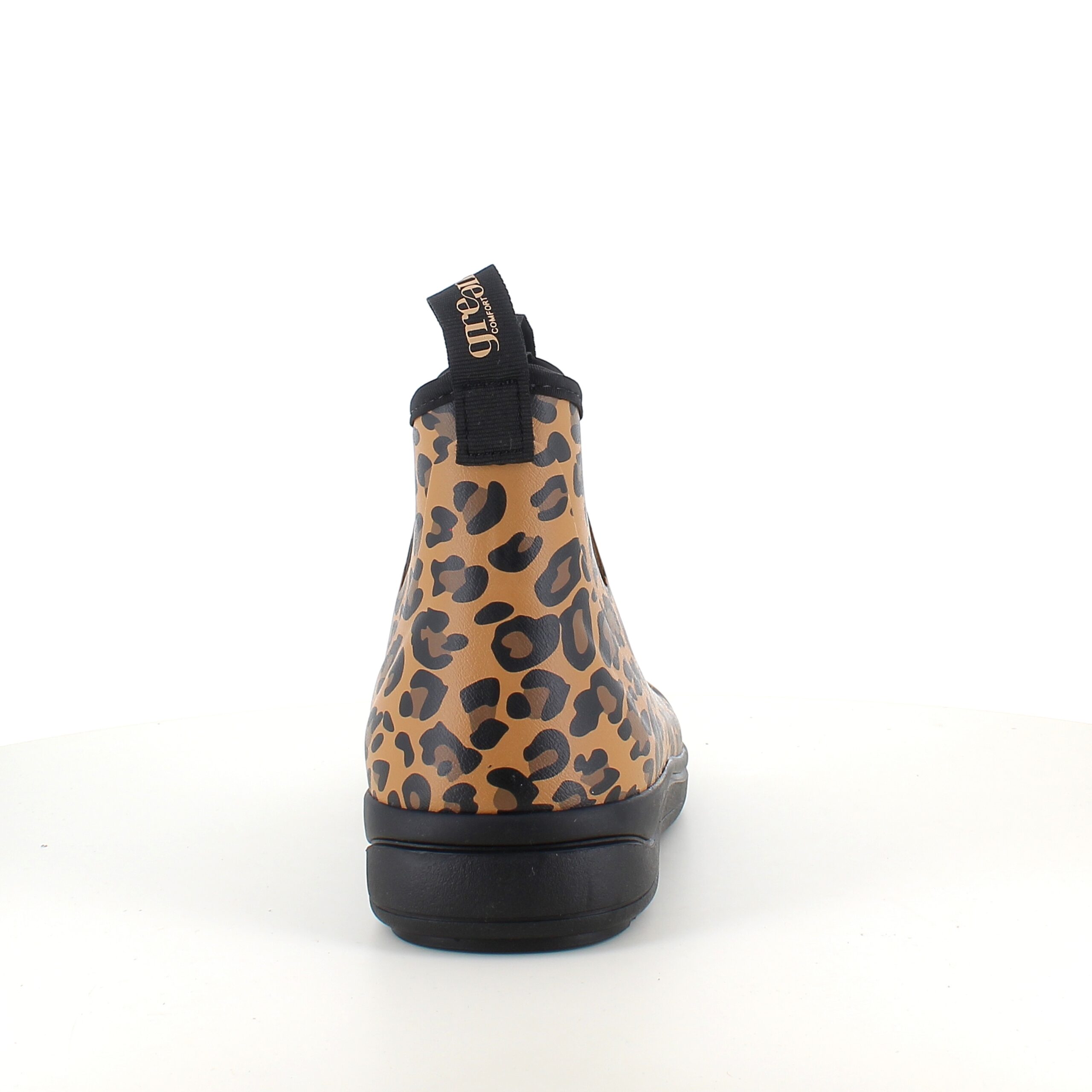 Green Comfort gummistövel i leopardmönster med fotvalvsstöd