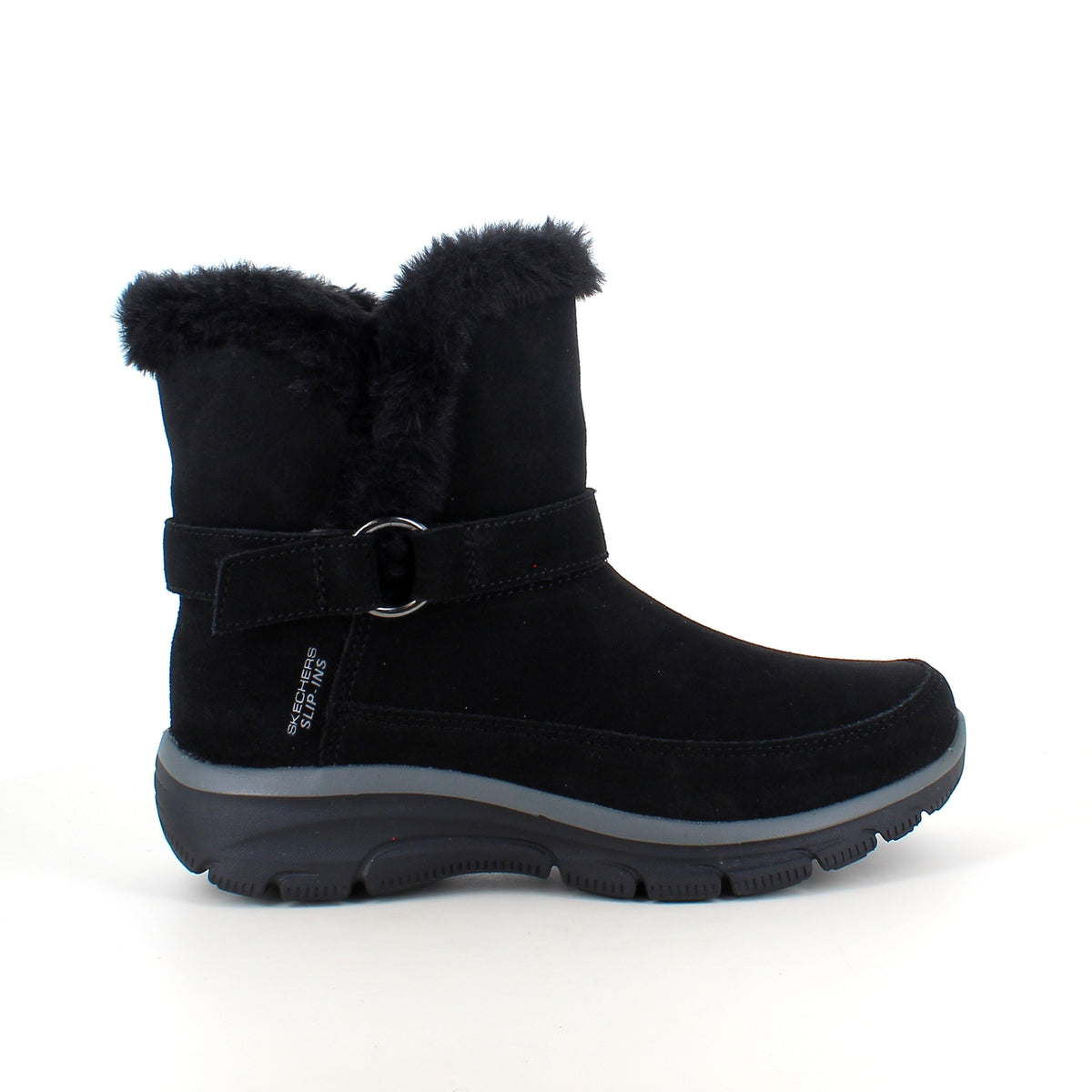 Skechers vinterstövel – varm Slip-ins stövel i svart mocka med bred passform