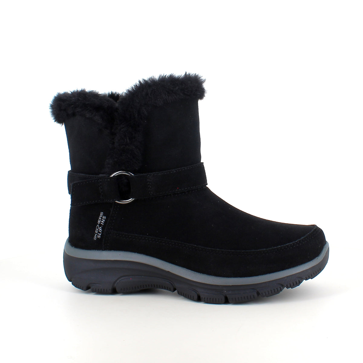 Skechers vinterstövel – varm Slip-ins stövel i svart mocka med bred passform