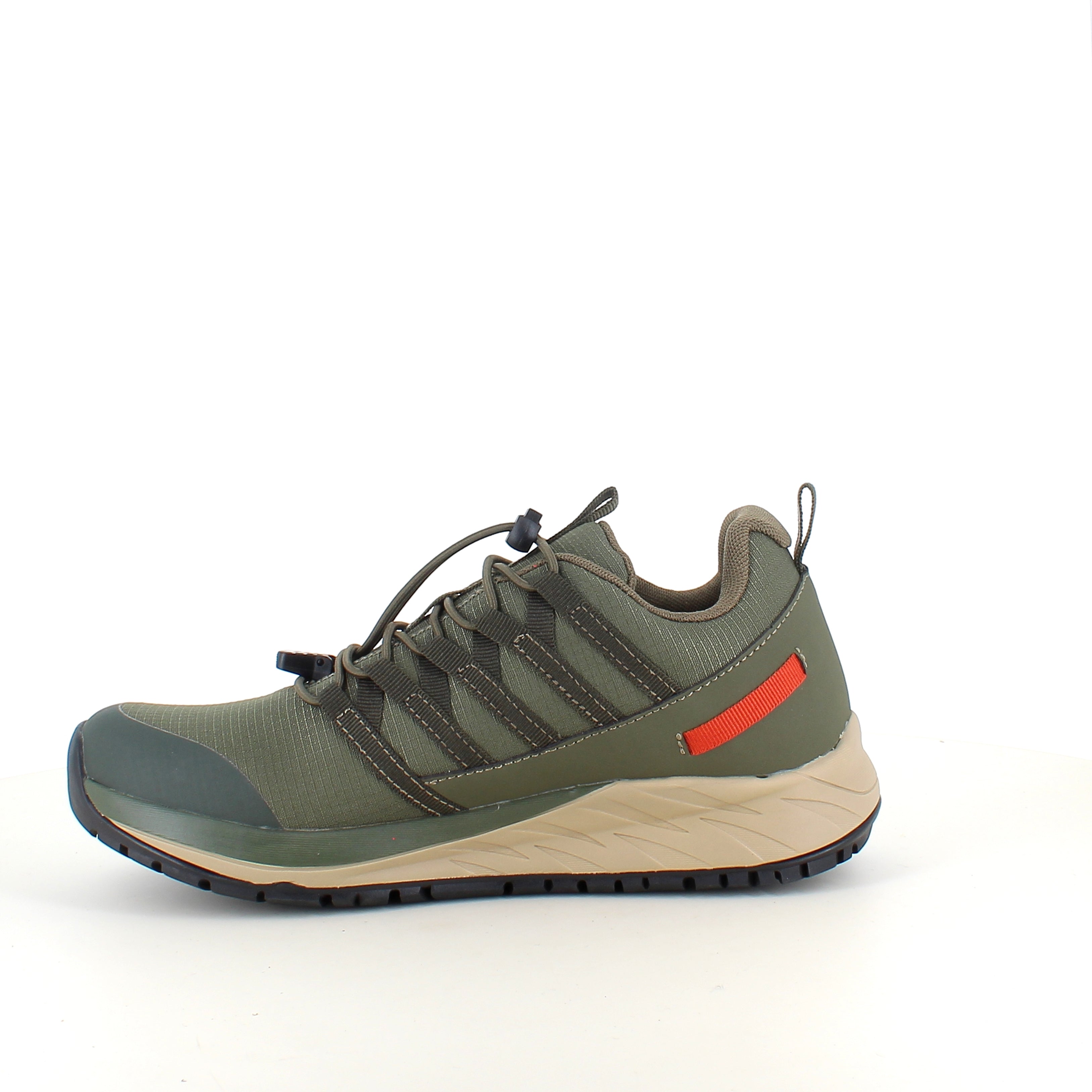 Green Comfort Path Pipi – olivgrön outdoor-sneaker med H-läst & hålfotsstöd