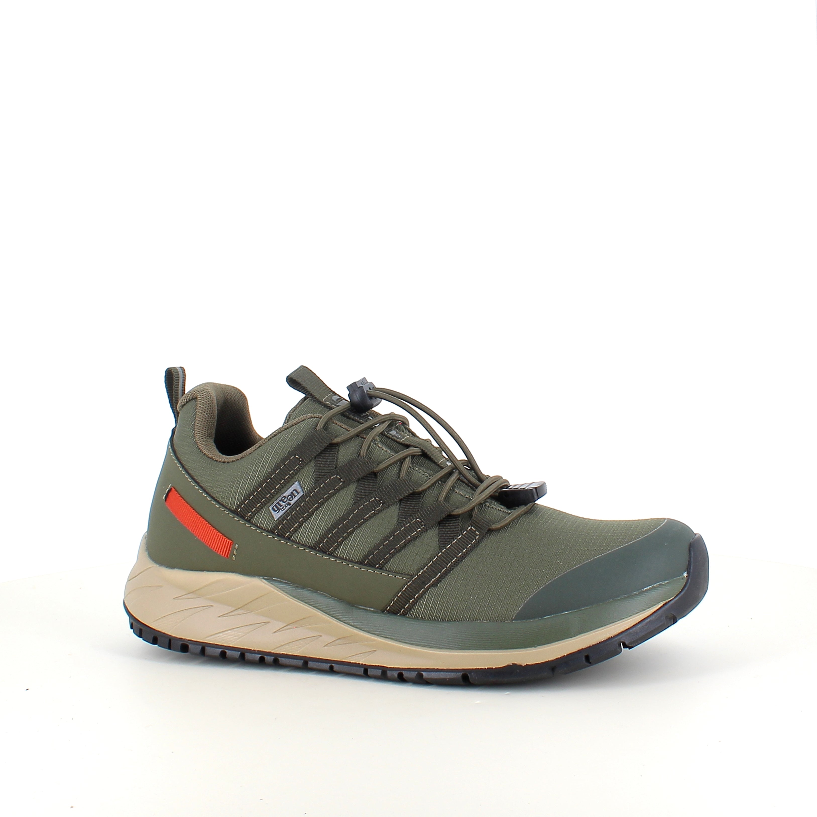 Green Comfort Path Pipi – olivgrön outdoor-sneaker med H-läst & hålfotsstöd