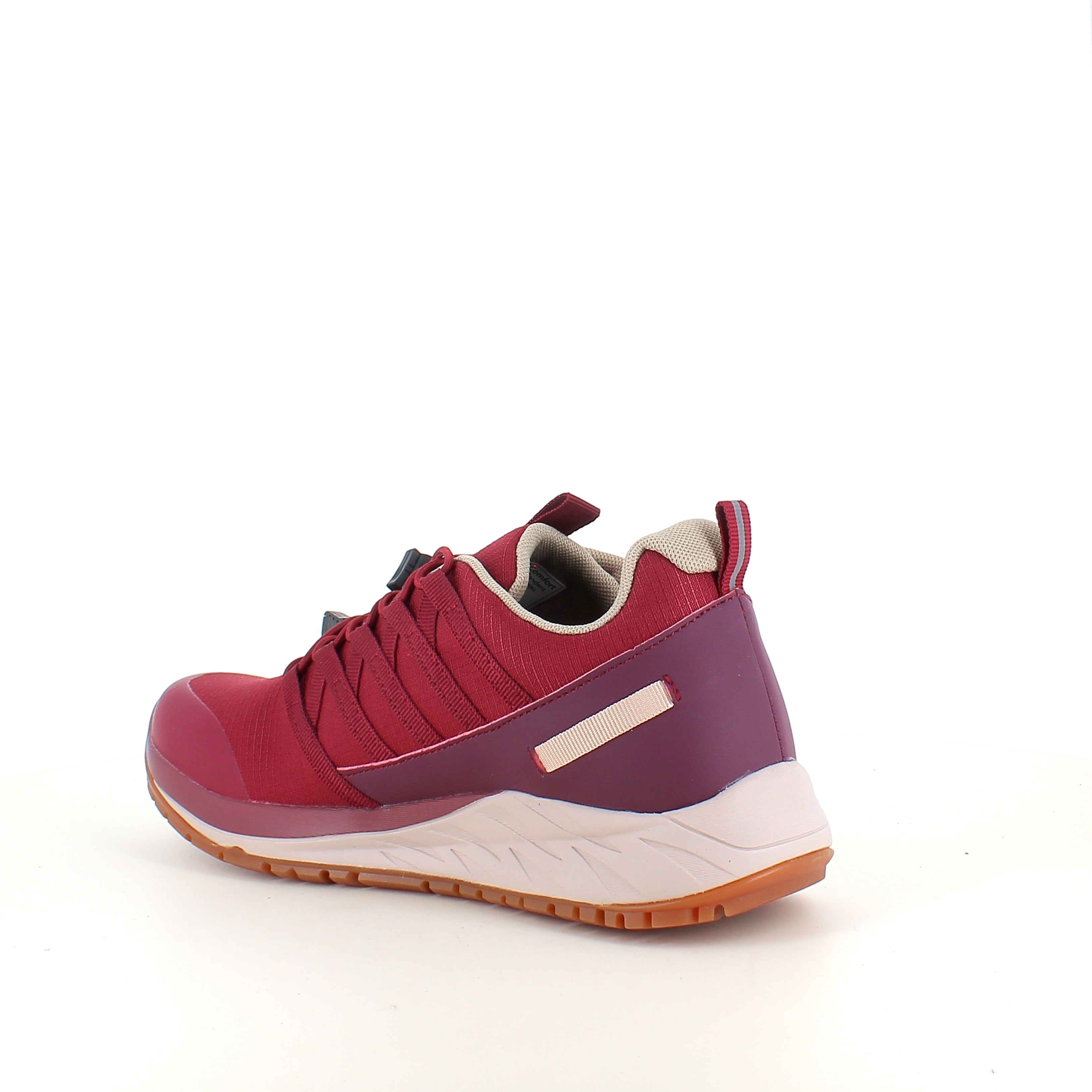 Green Comfort Path Pipi – vinröd outdoor-sneaker med H-läst & hålfotsstöd