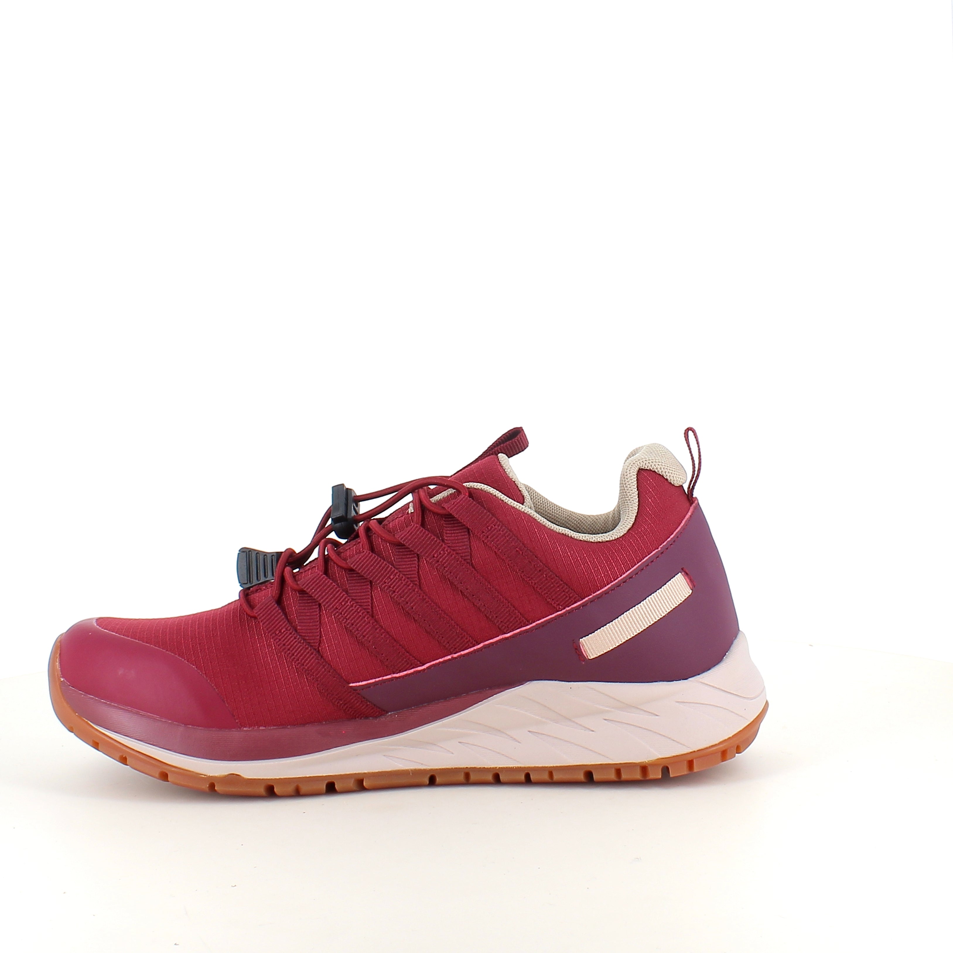 Green Comfort Path Pipi – vinröd outdoor-sneaker med H-läst & hålfotsstöd