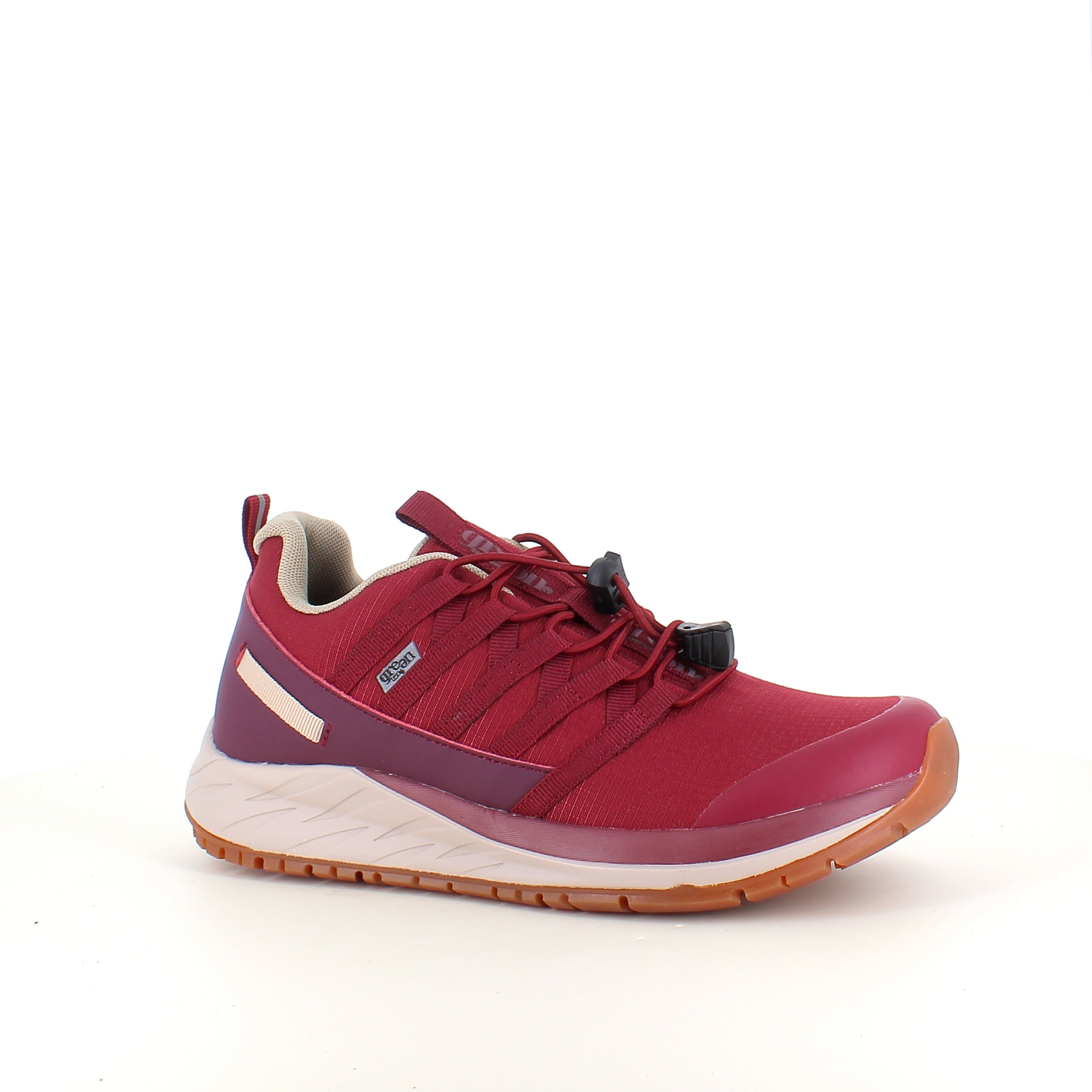 Green Comfort Path Pipi – vinröd outdoor-sneaker med H-läst & hålfotsstöd