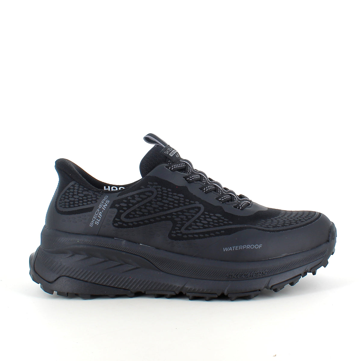 Svart Skechers Slip-ins Switch Back – vattentät sko med Memory Foam och enkel påtagning