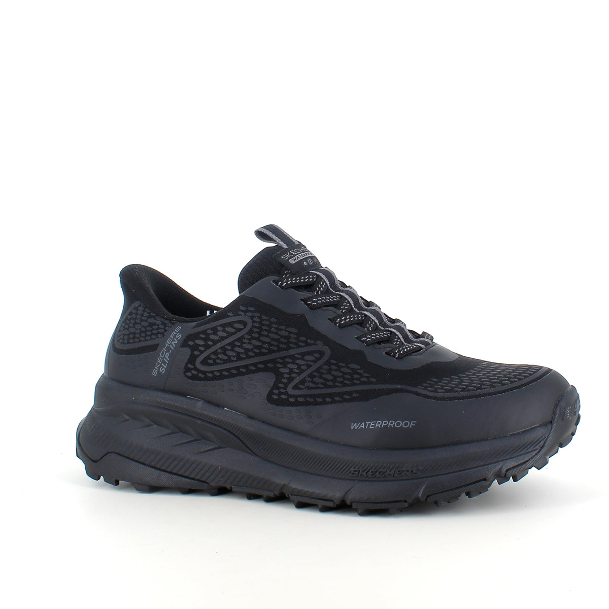 Svart Skechers Slip-ins Switch Back – vattentät sko med Memory Foam och enkel påtagning