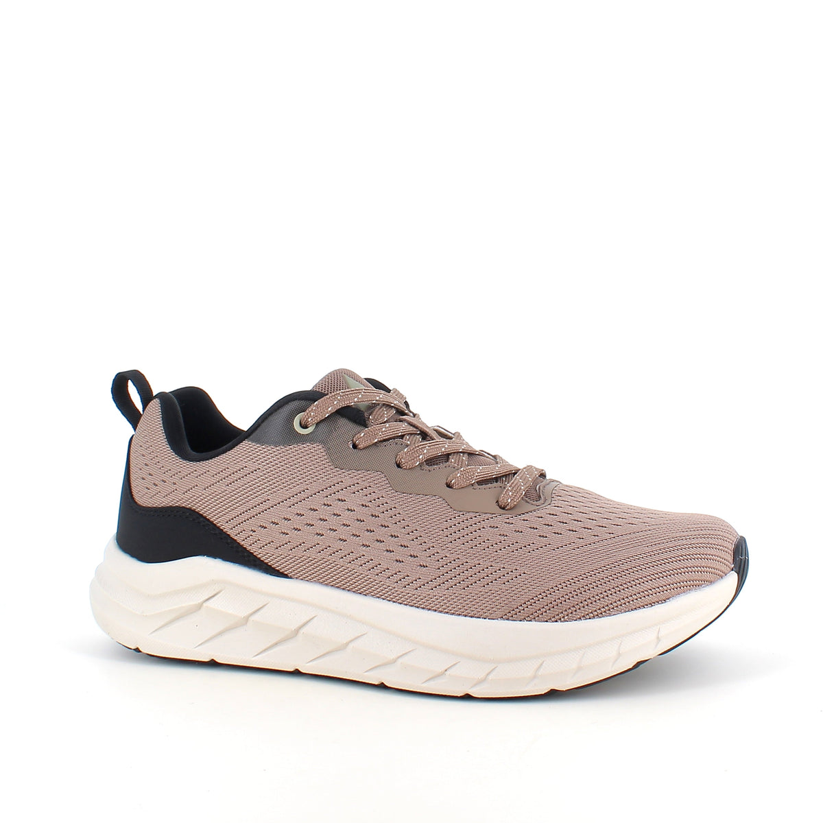 Extra bred sneaker med stötdämpning och ventilerande ovandel i taupe