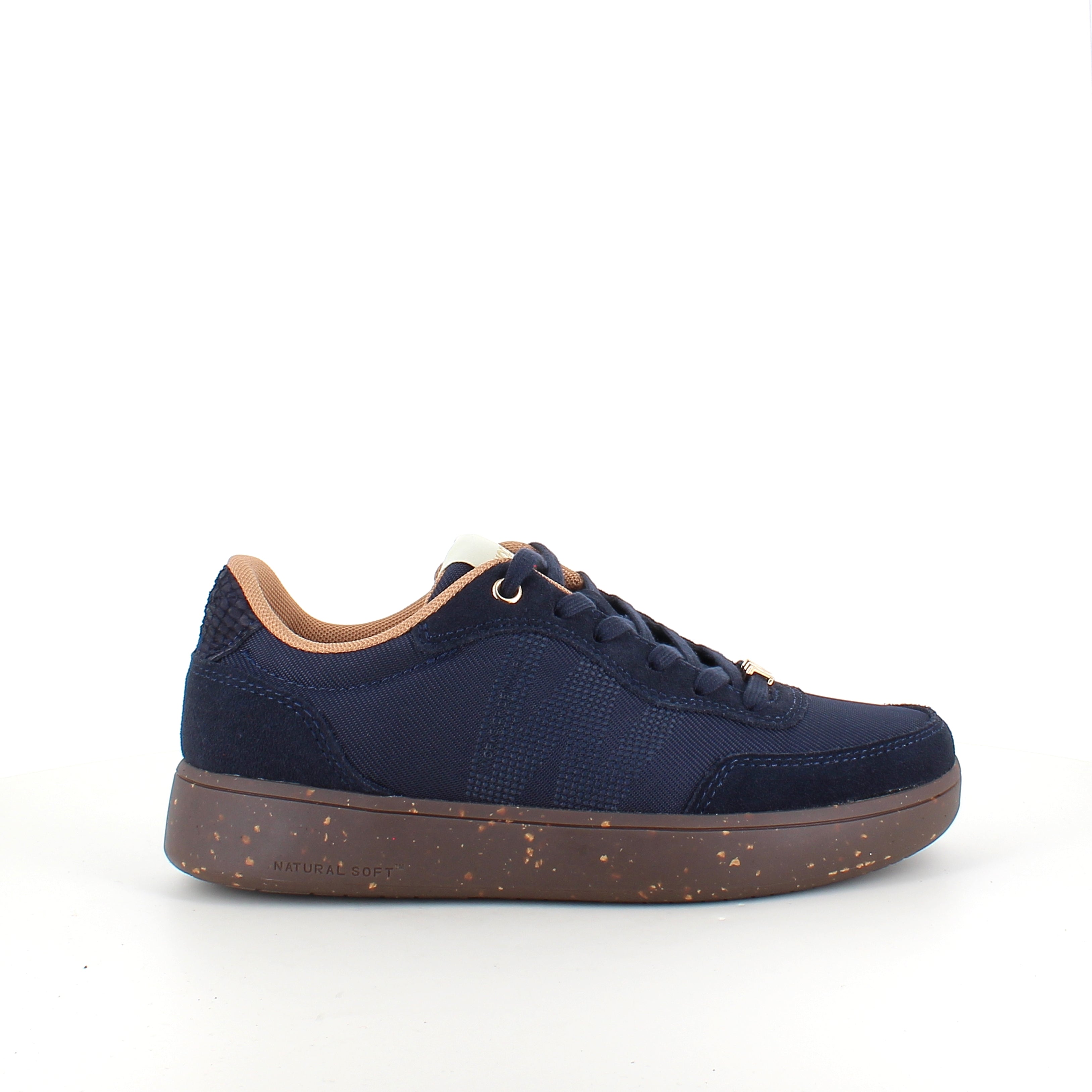 Woden Line Sneak – navy sneaker med gulddetaljer och mjuk komfort