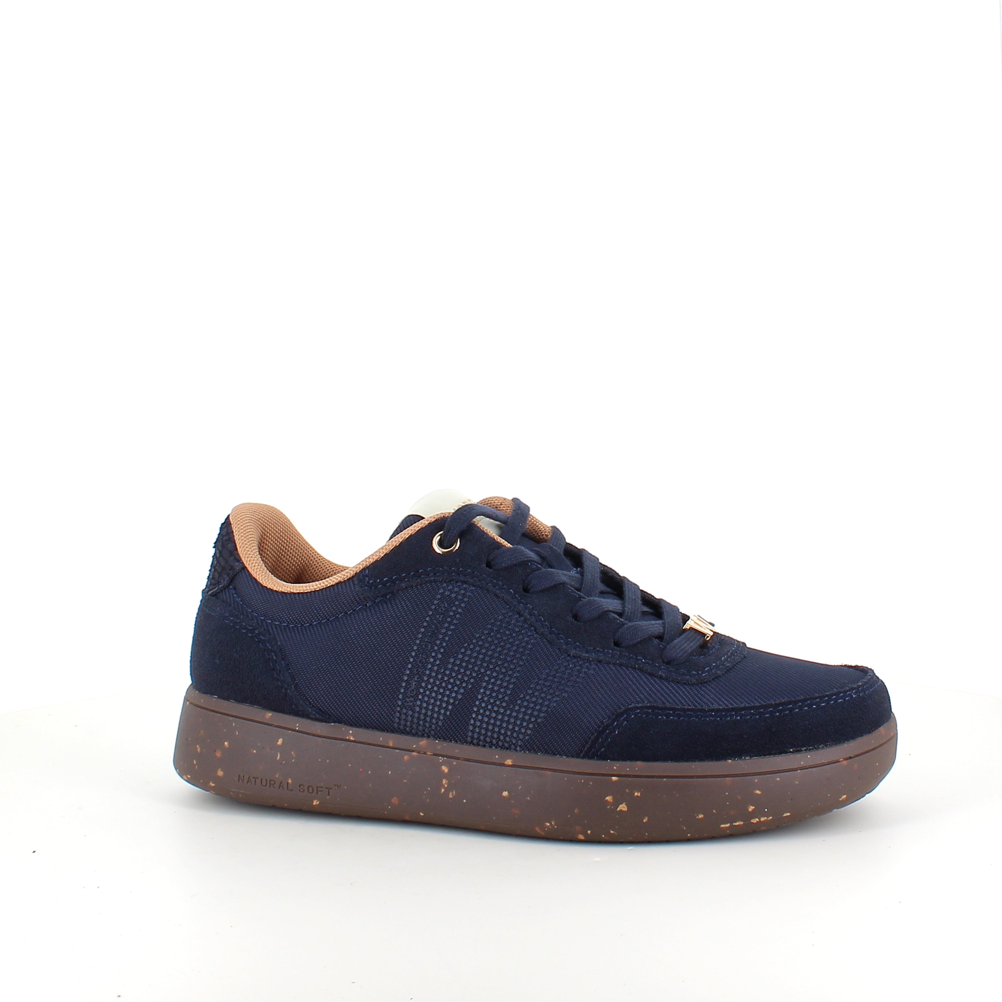 Woden Line Sneak – navy sneaker med gulddetaljer och mjuk komfort