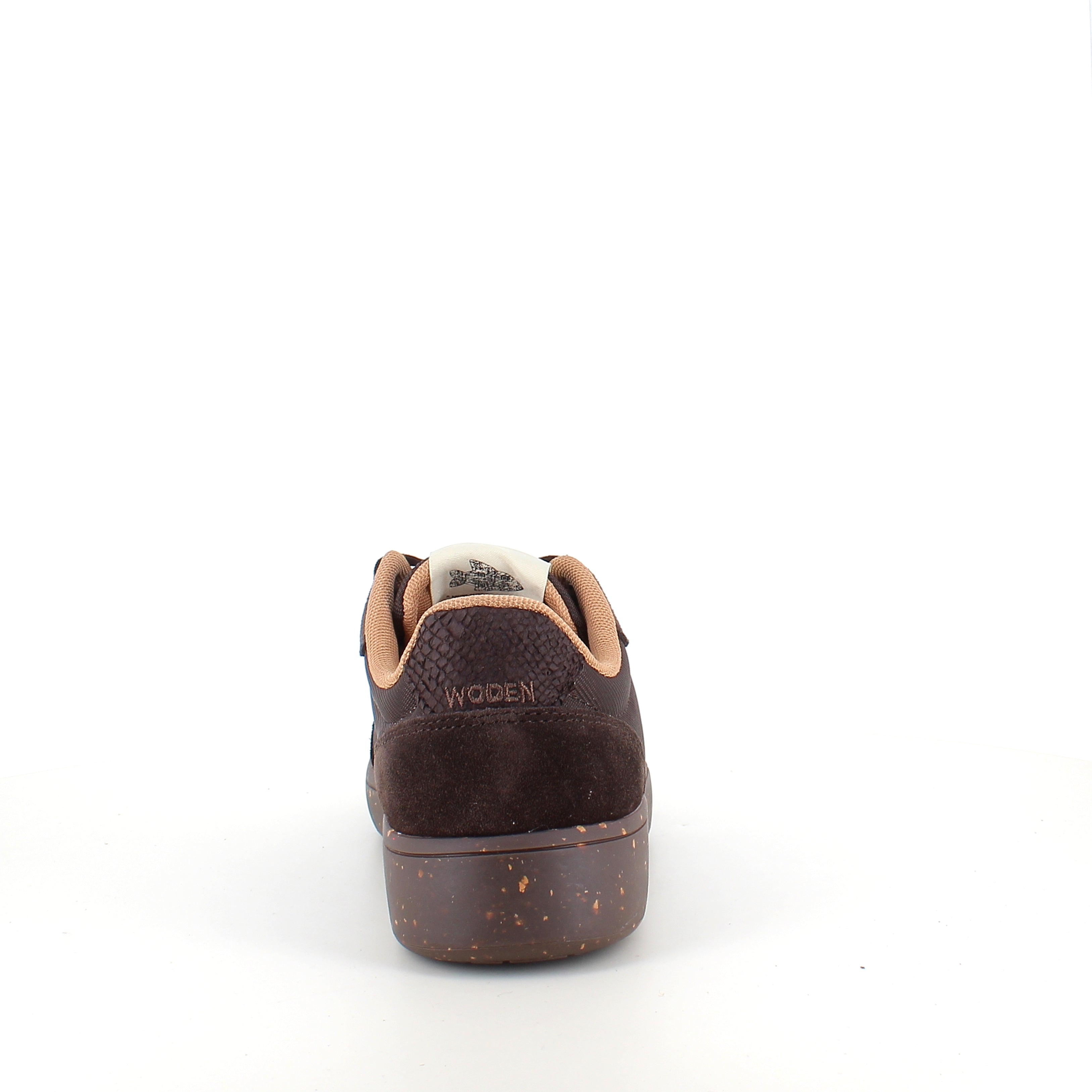 Woden Line Sneak – mörkbrun sneaker med gulddetaljer & mjuk komfort