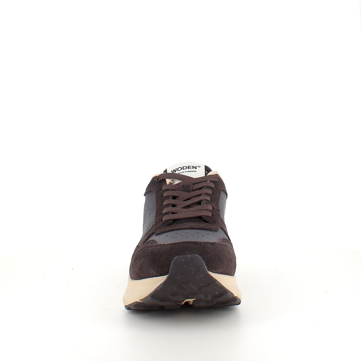 Mathilde Runner Leather – chokladbrun Woden-sneaker med lätt gångsula