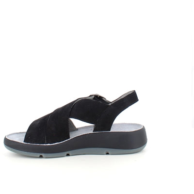 Elegant svart sandal i läder med svankstöd